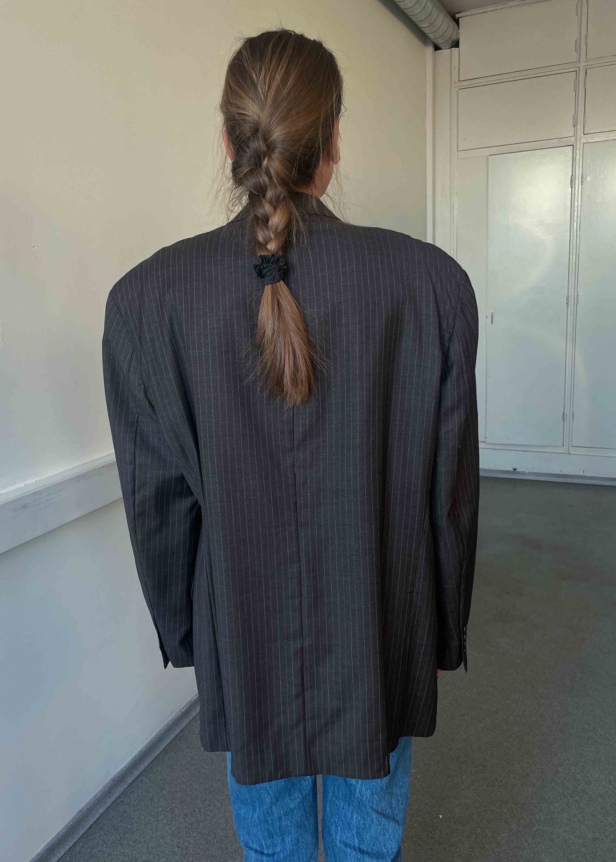 Vintage Brown Pinstirpe 100 % WOOL Blazer Chaps by RALPH LAUREN