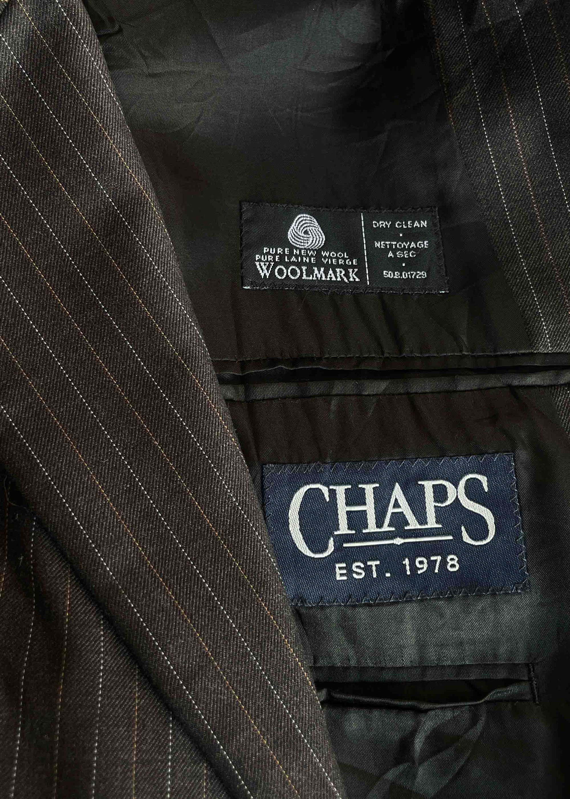 Vintage Brown Pinstirpe 100 % WOOL Blazer Chaps by RALPH LAUREN