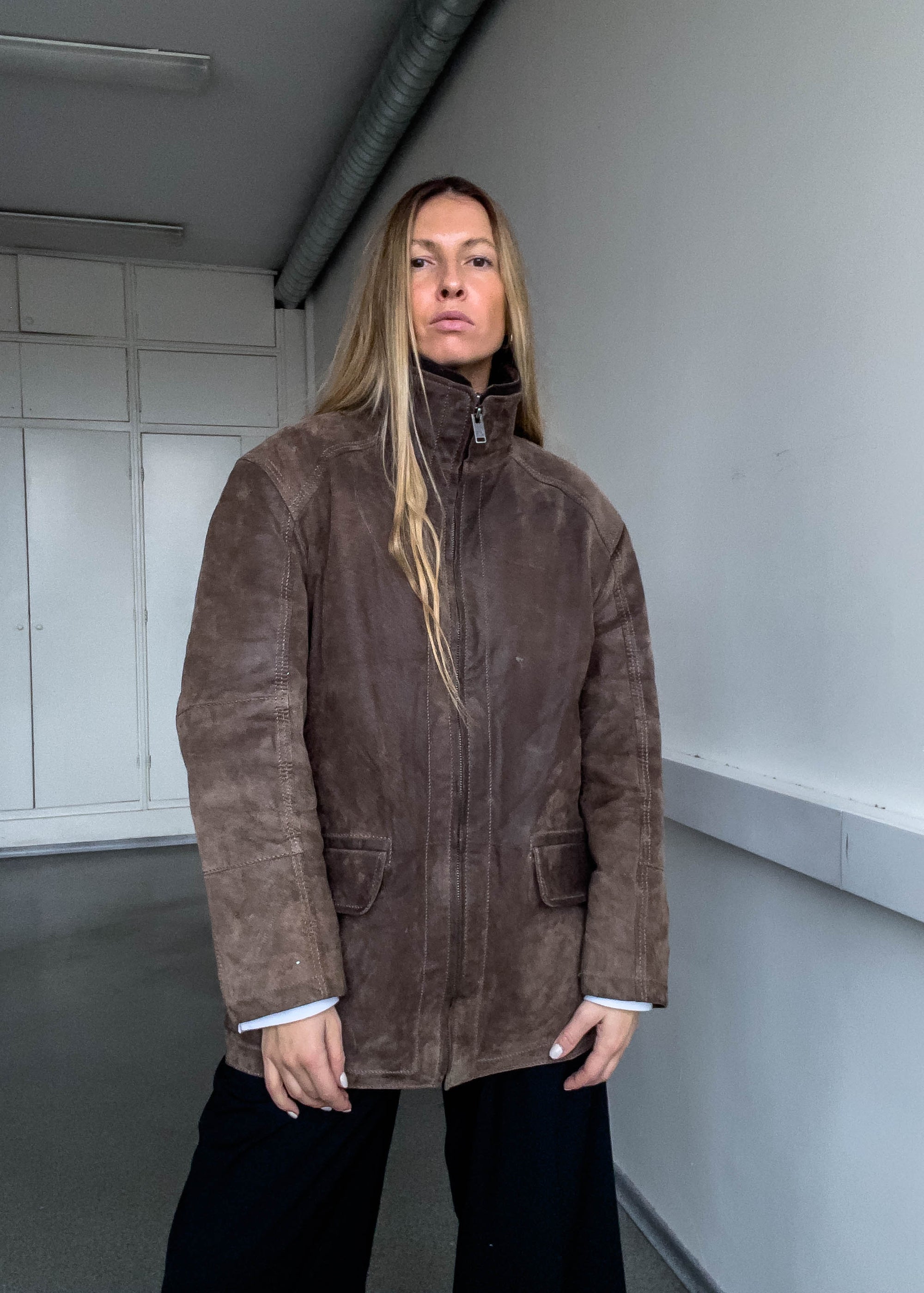 Vintage Brown Oversized Suede Coat