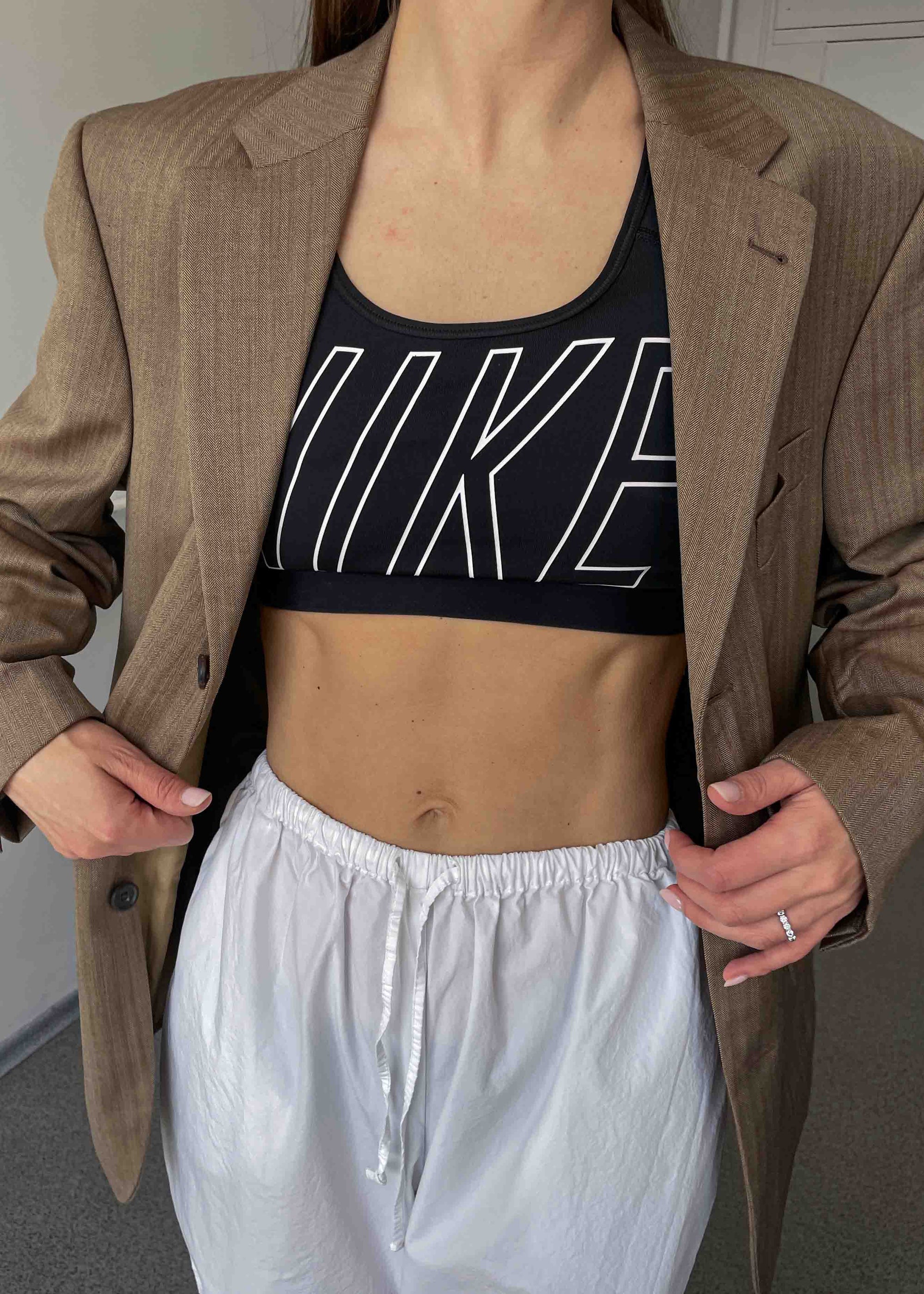 Vintage Light Brown Patterned Oversized Blazer
