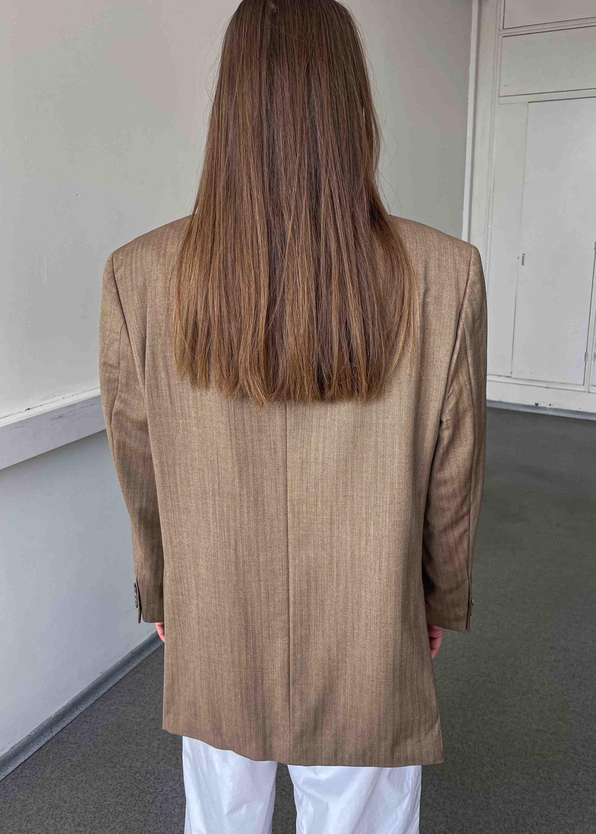 Vintage Light Brown Patterned Oversized Blazer