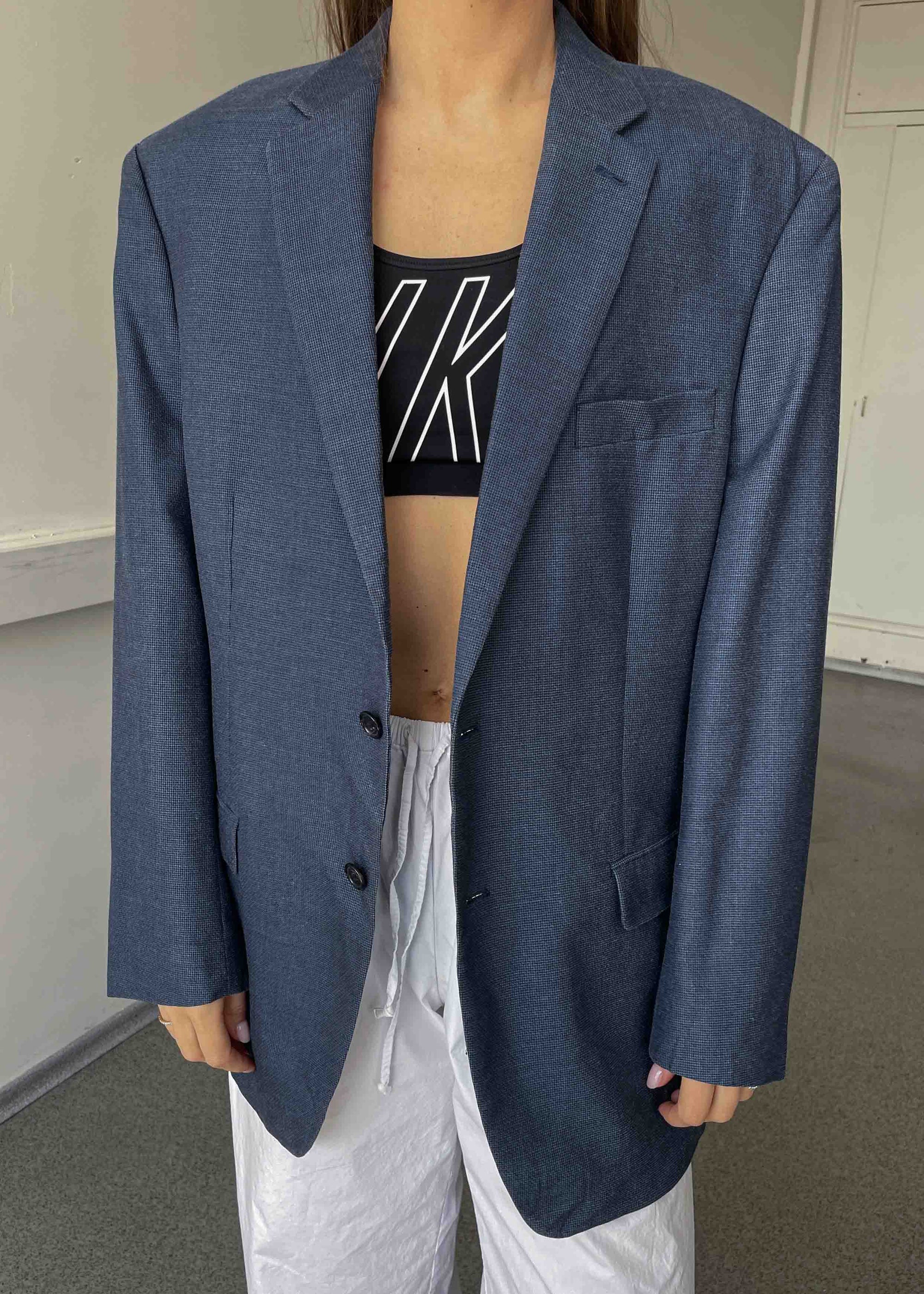 Vintage Blue Patterned Oversized Blazer by RALP LAUREN