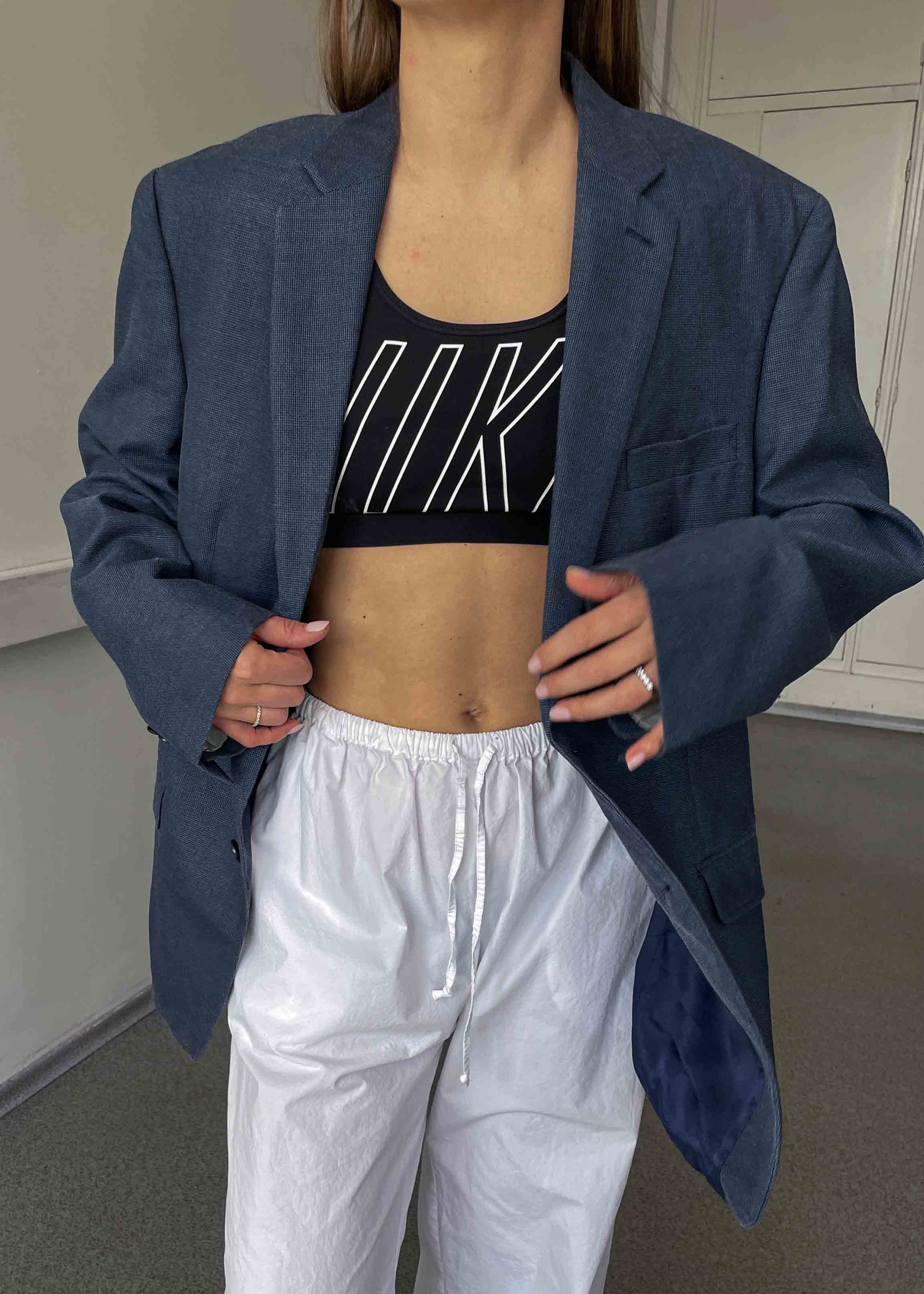 Vintage Blue Patterned Oversized Blazer by RALP LAUREN