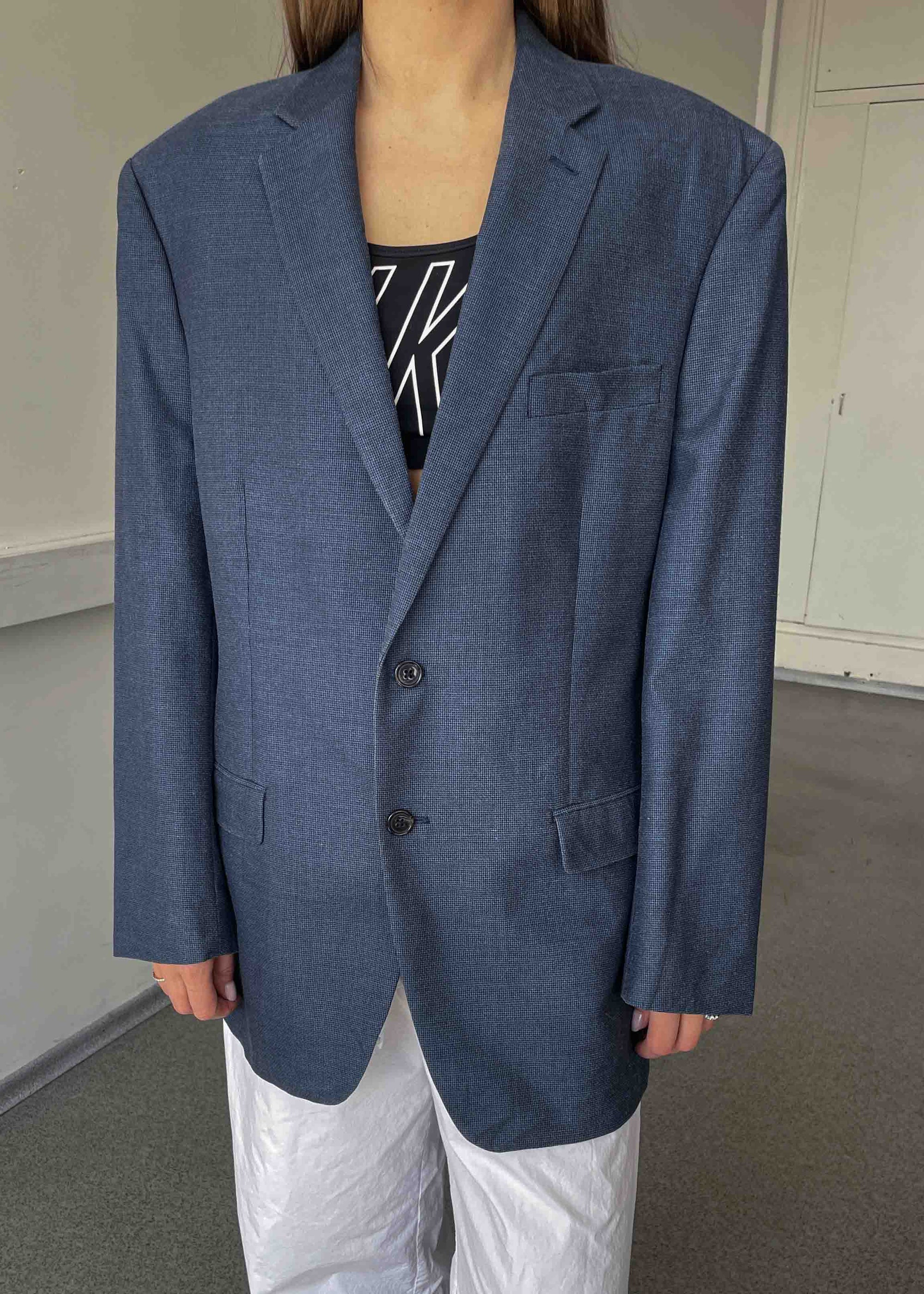 Vintage Blue Patterned Oversized Blazer by RALP LAUREN
