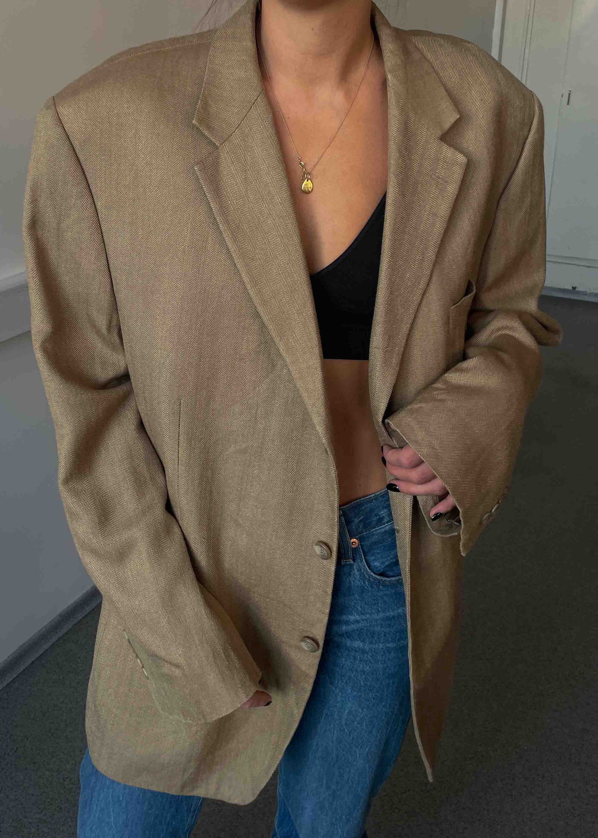 Vintage Camel Brown Patterned 100% SILK Blazer Chaps by RALPH LAUREN