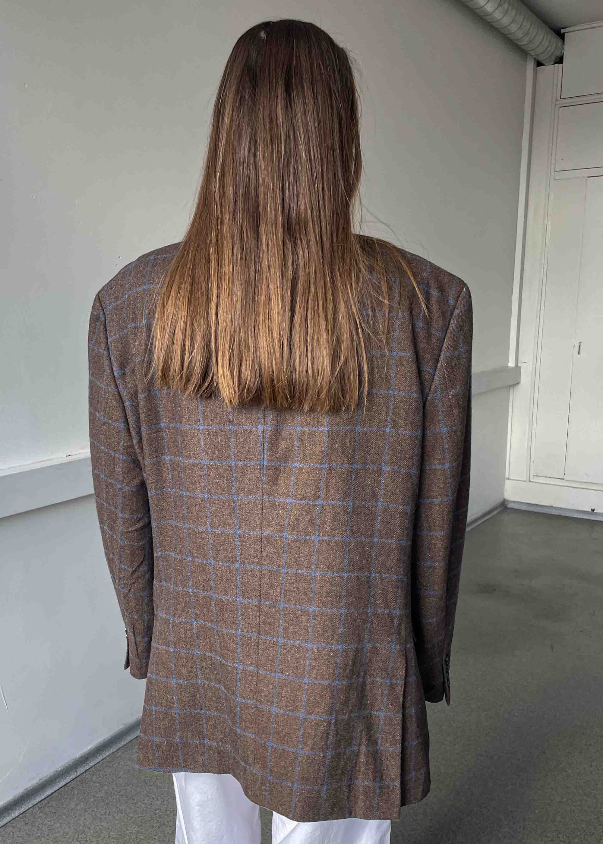 Vintage  Brown Checked Oversized Blazer by TOMMY HILFIGER