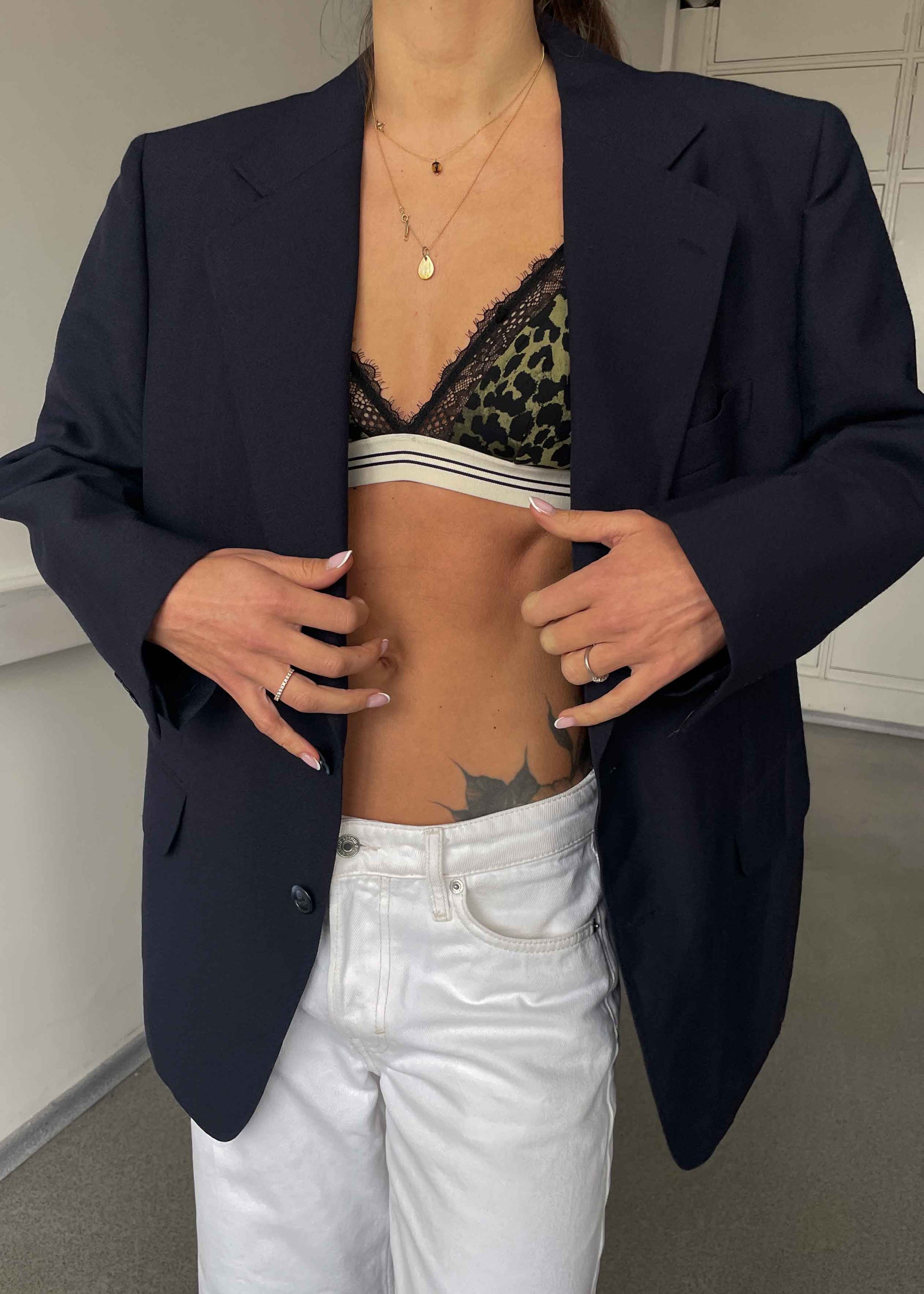 Vintage Navy Blue Oversized Blazer
