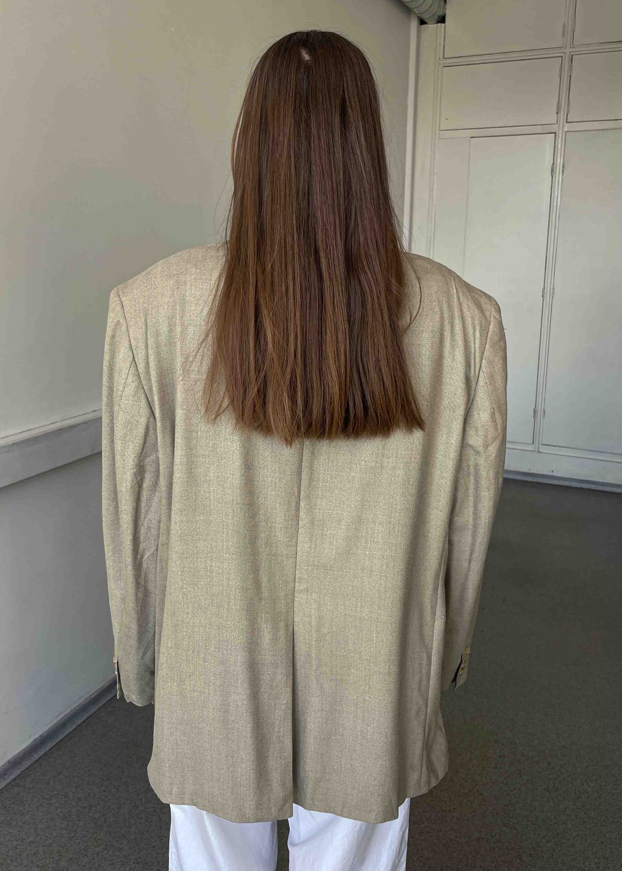 Vintage Beige Patterned Oversized Wool & Silk Blazer by RALPH LAUREN