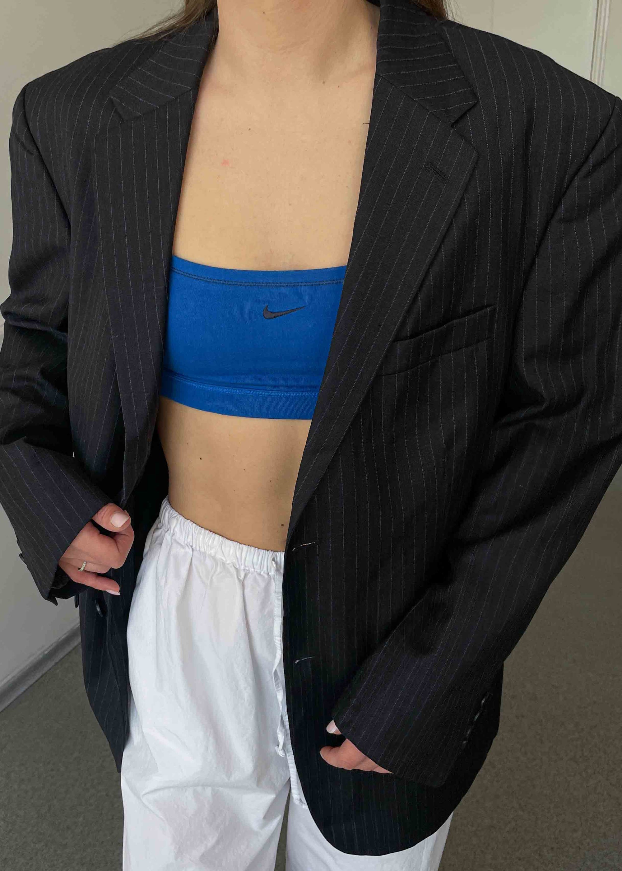 Vintage Blue Striped Oversized Blazer by NAUTICA