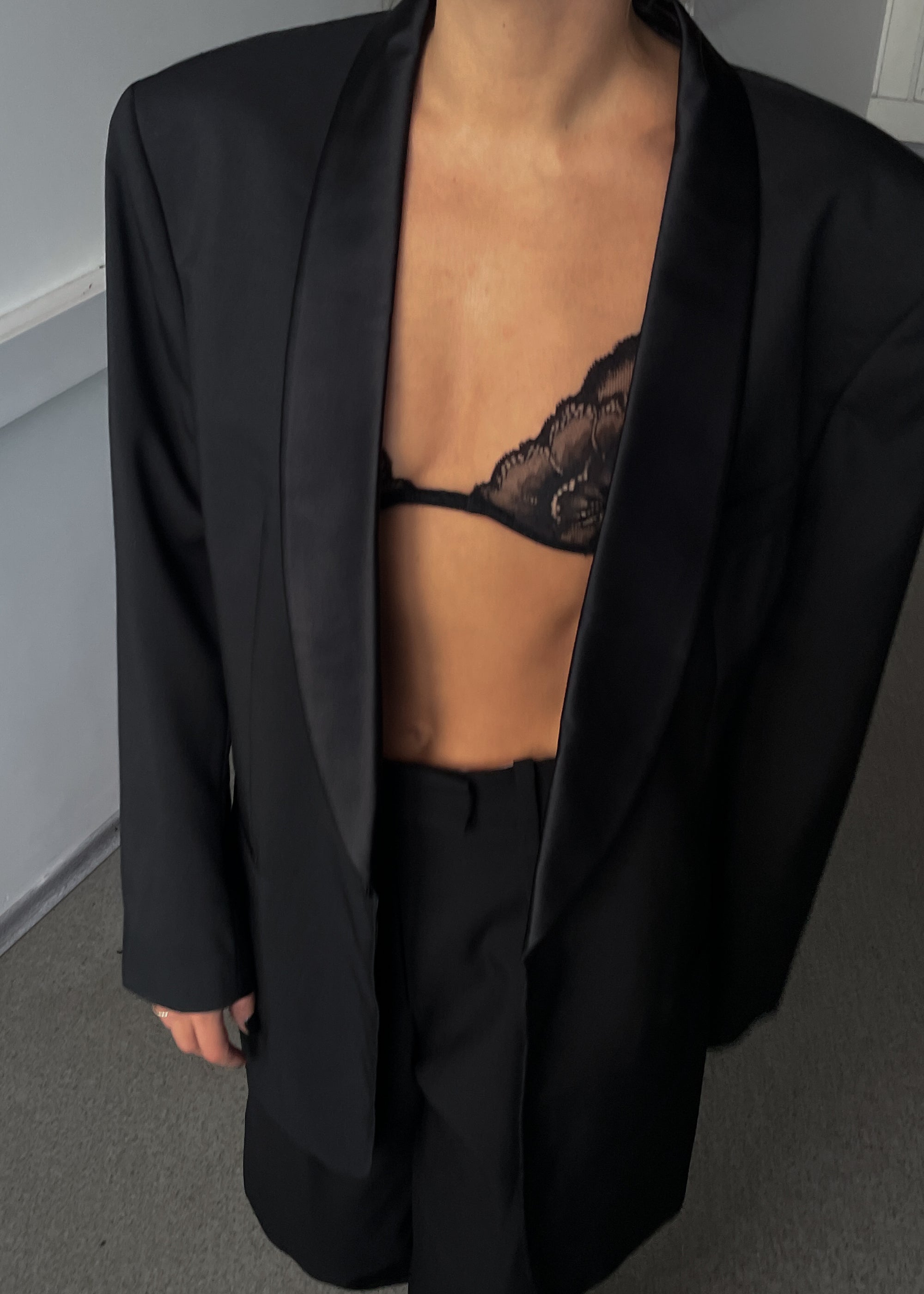 Vintage Black Oversized Tuxedo Blazer