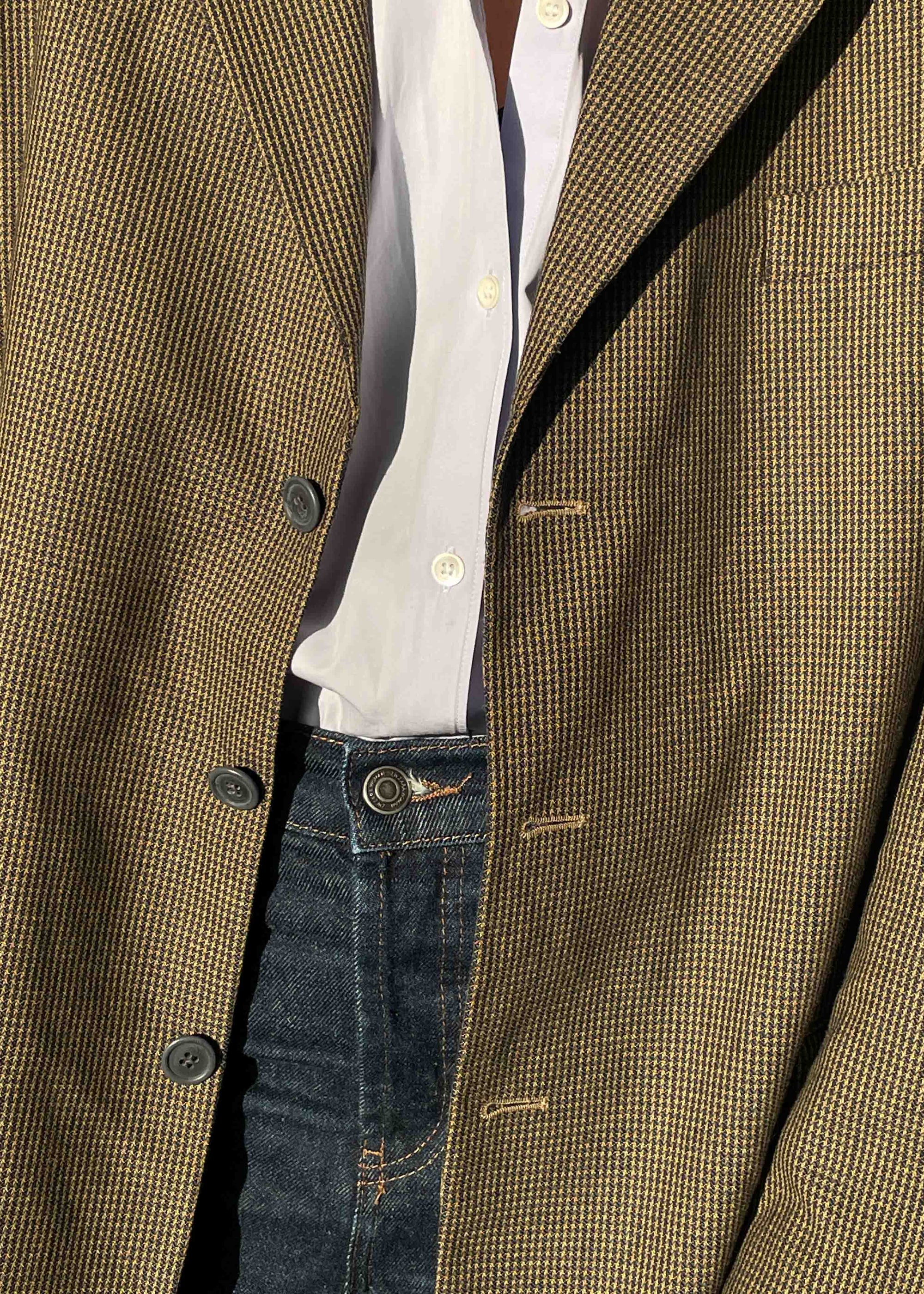 Vintage Multicoloured Dogtooth Print Oversized Blazer