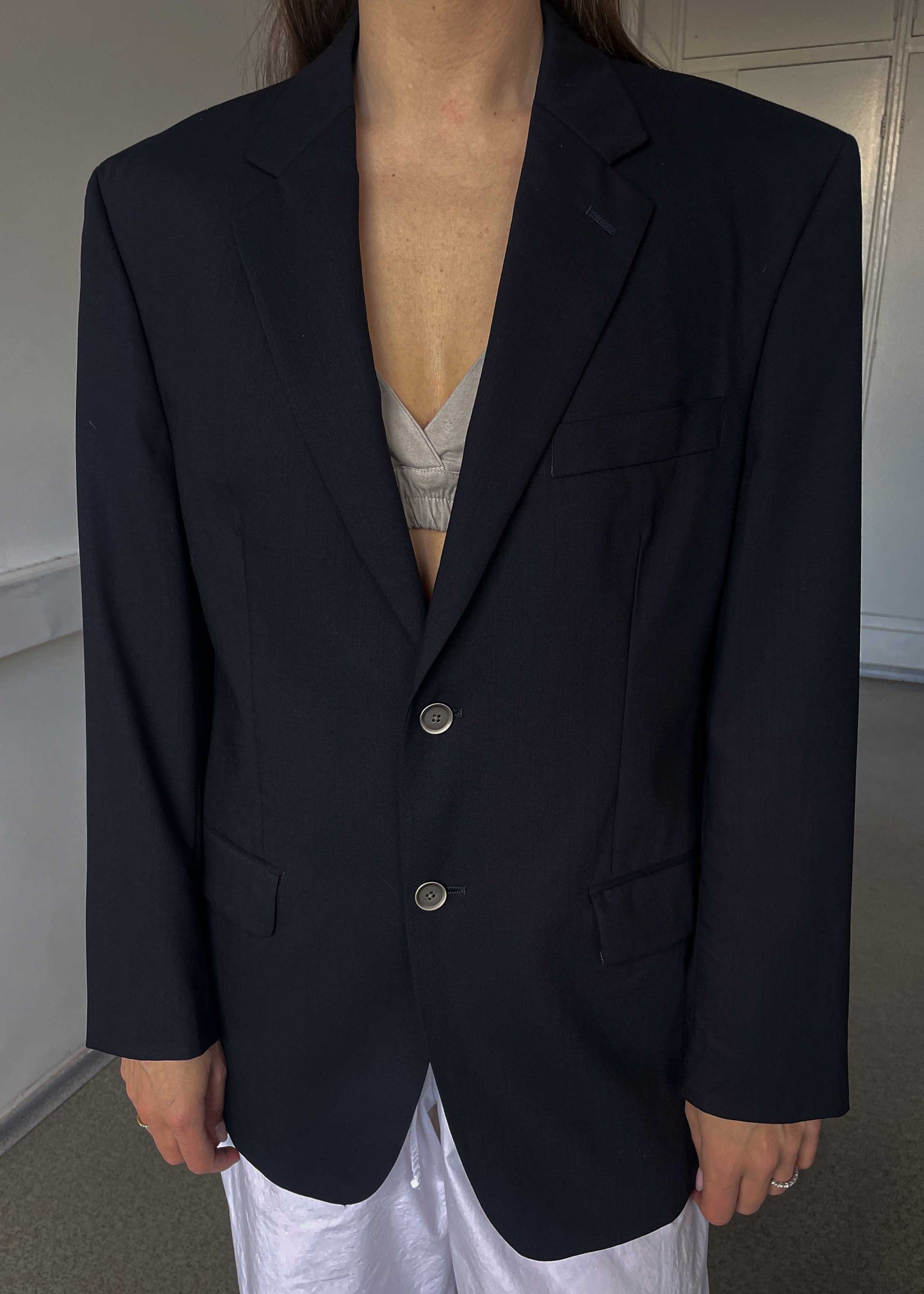 Vintage Navy Blue Smaller Fit Blazer by CALVIN KLEIN