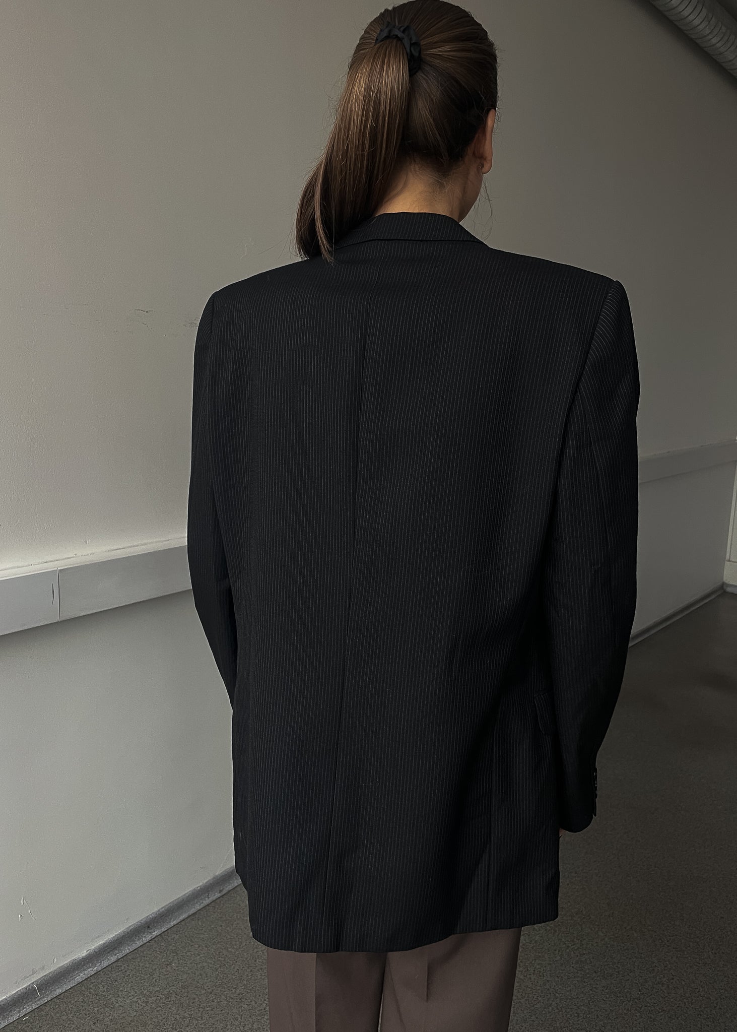 Vintage Black Striped Oversized Blazer