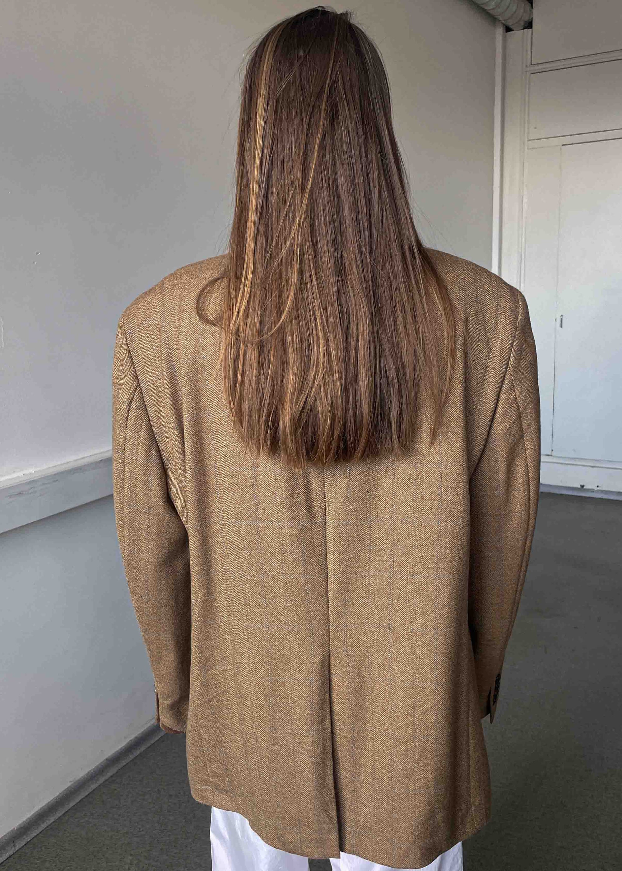 Vintage Brown Herringbone Print Blazer by RALPH LAUREN