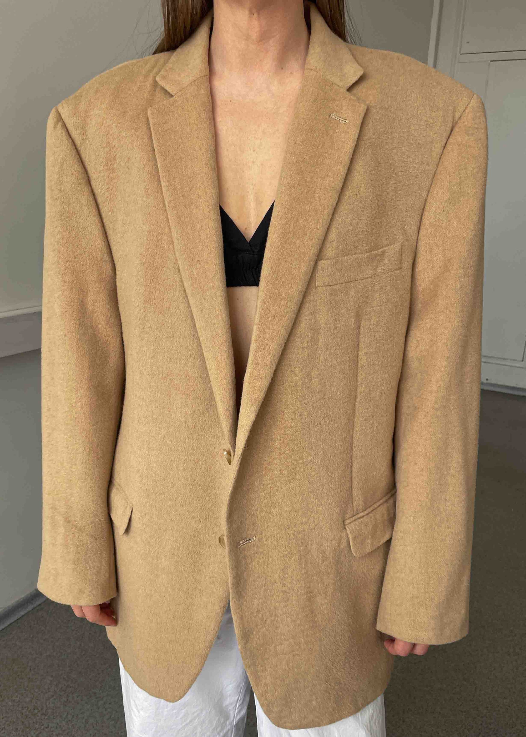 Vintage Brown Camel Hair Oversized Blazer by RALPH LAUREN