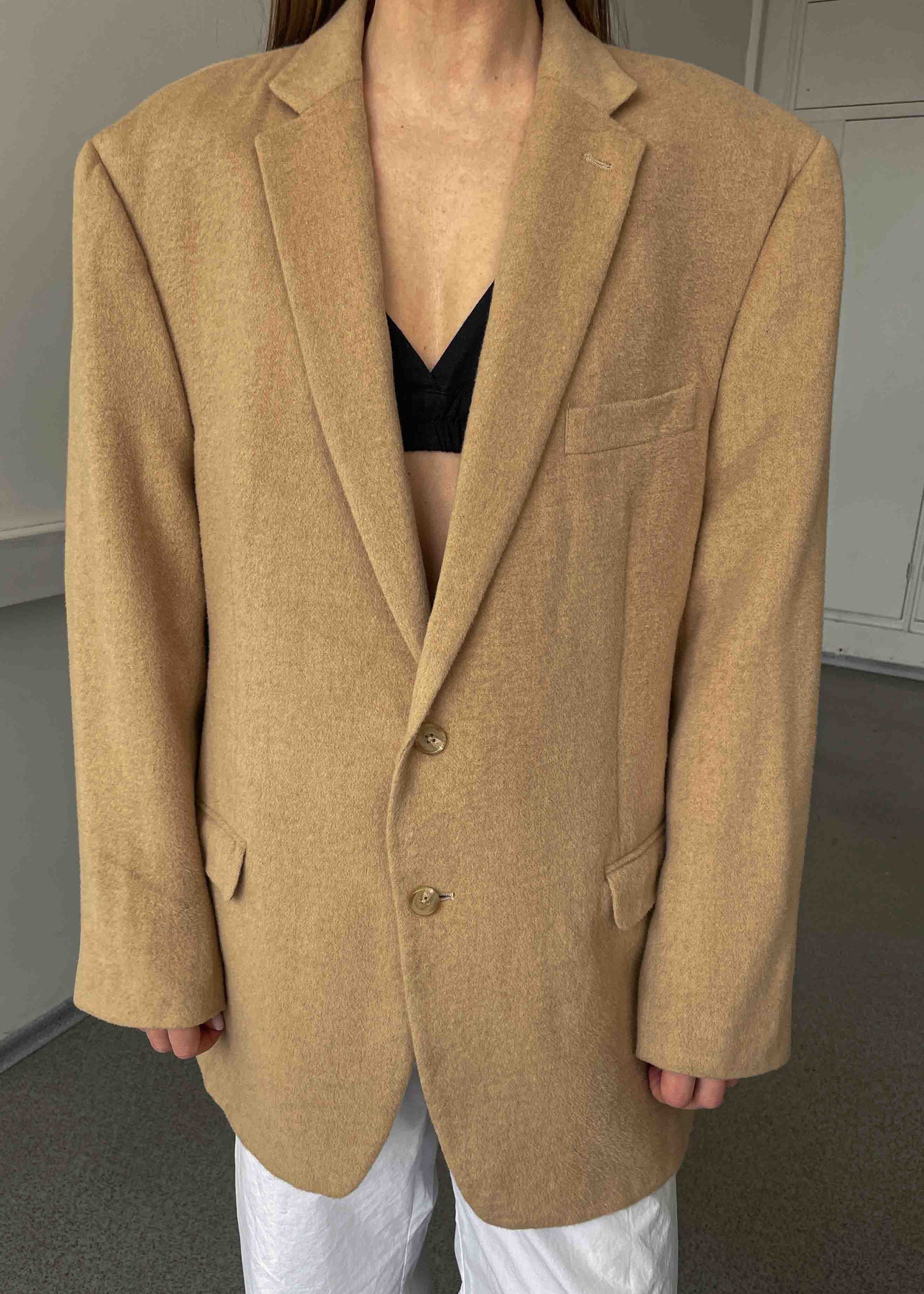 Vintage Brown Camel Hair Oversized Blazer by RALPH LAUREN