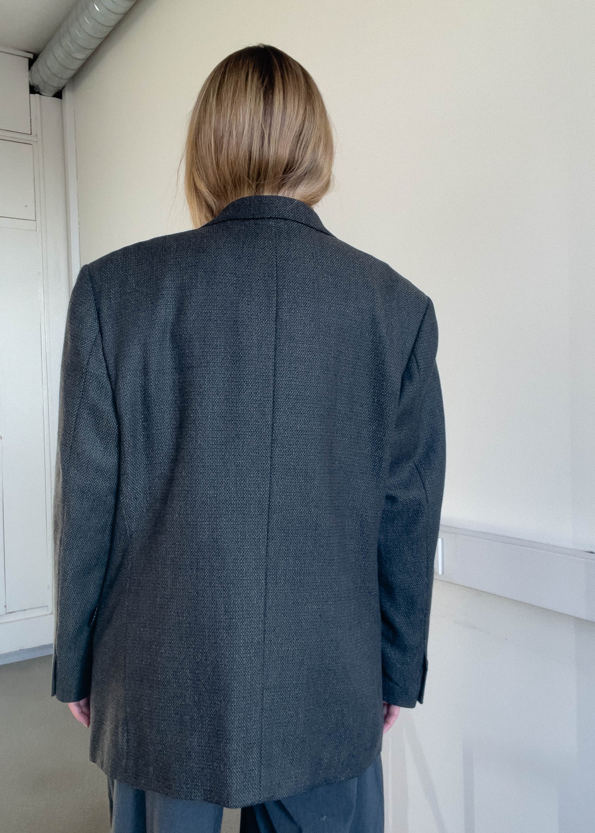 Vintage Oversized Blazer in Grey & Green Tones