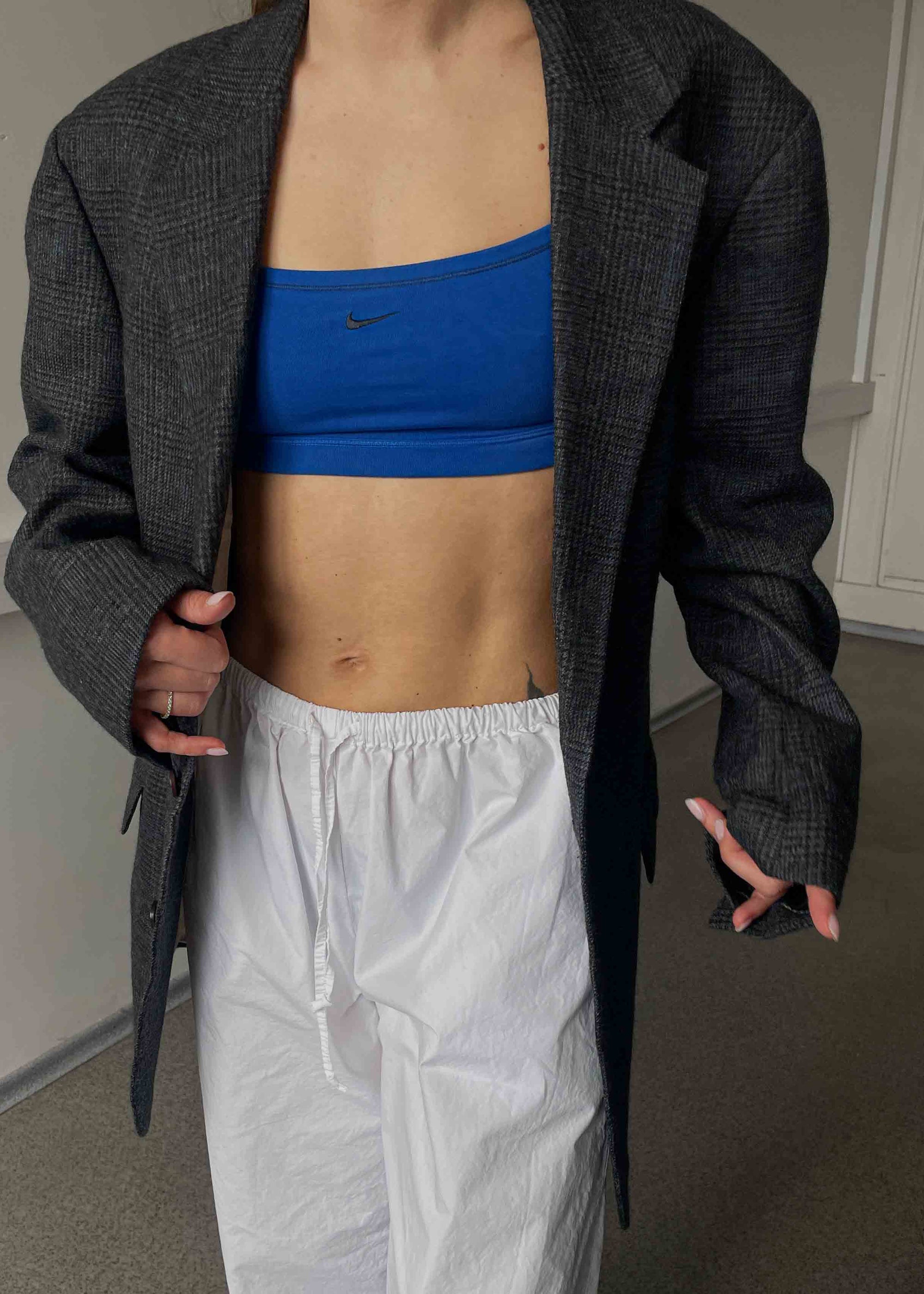 Vintage Grey Checked Oversized 100% WOOL Blazer by NAUTICA
