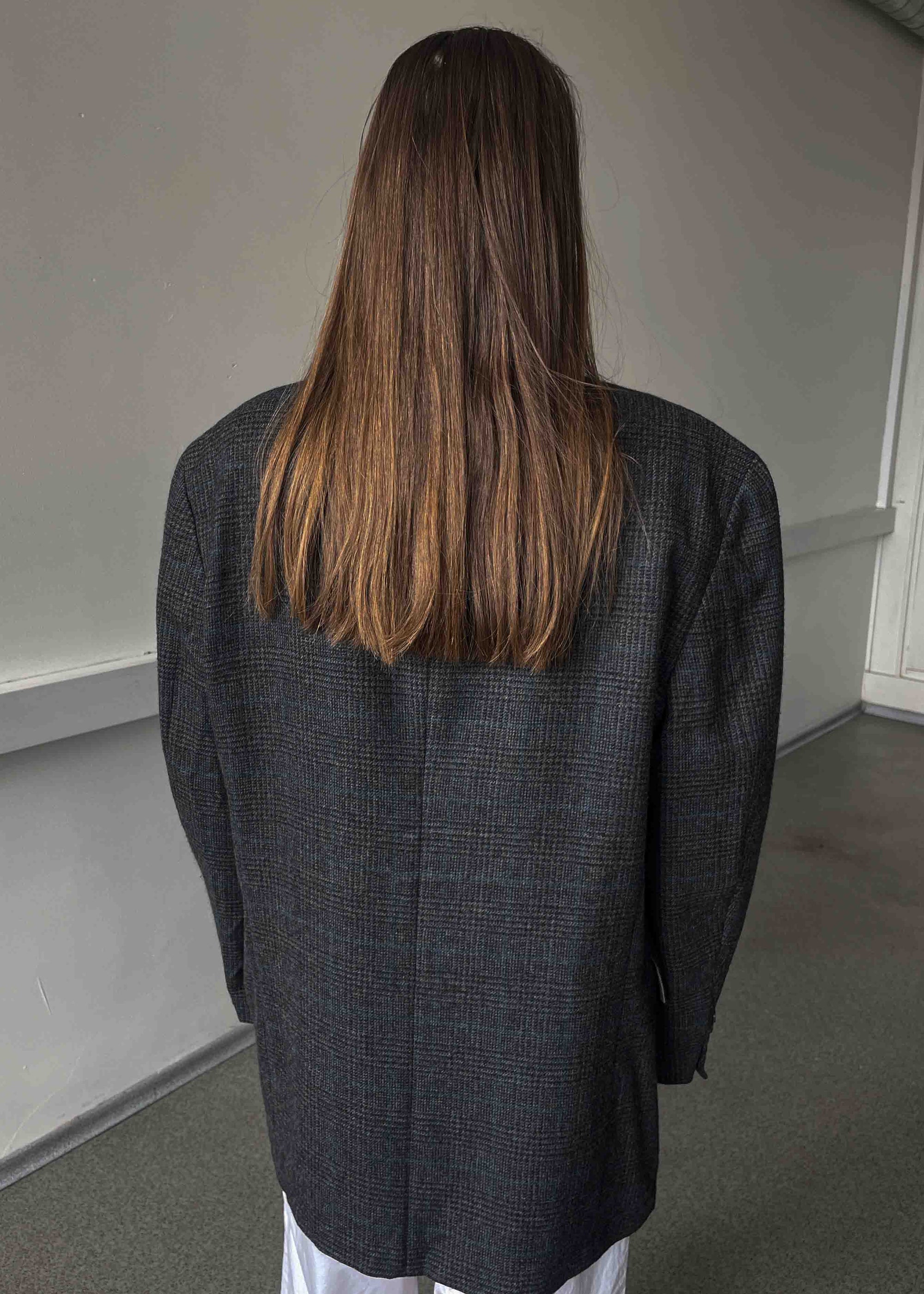 Vintage Grey Checked Oversized 100% WOOL Blazer by NAUTICA