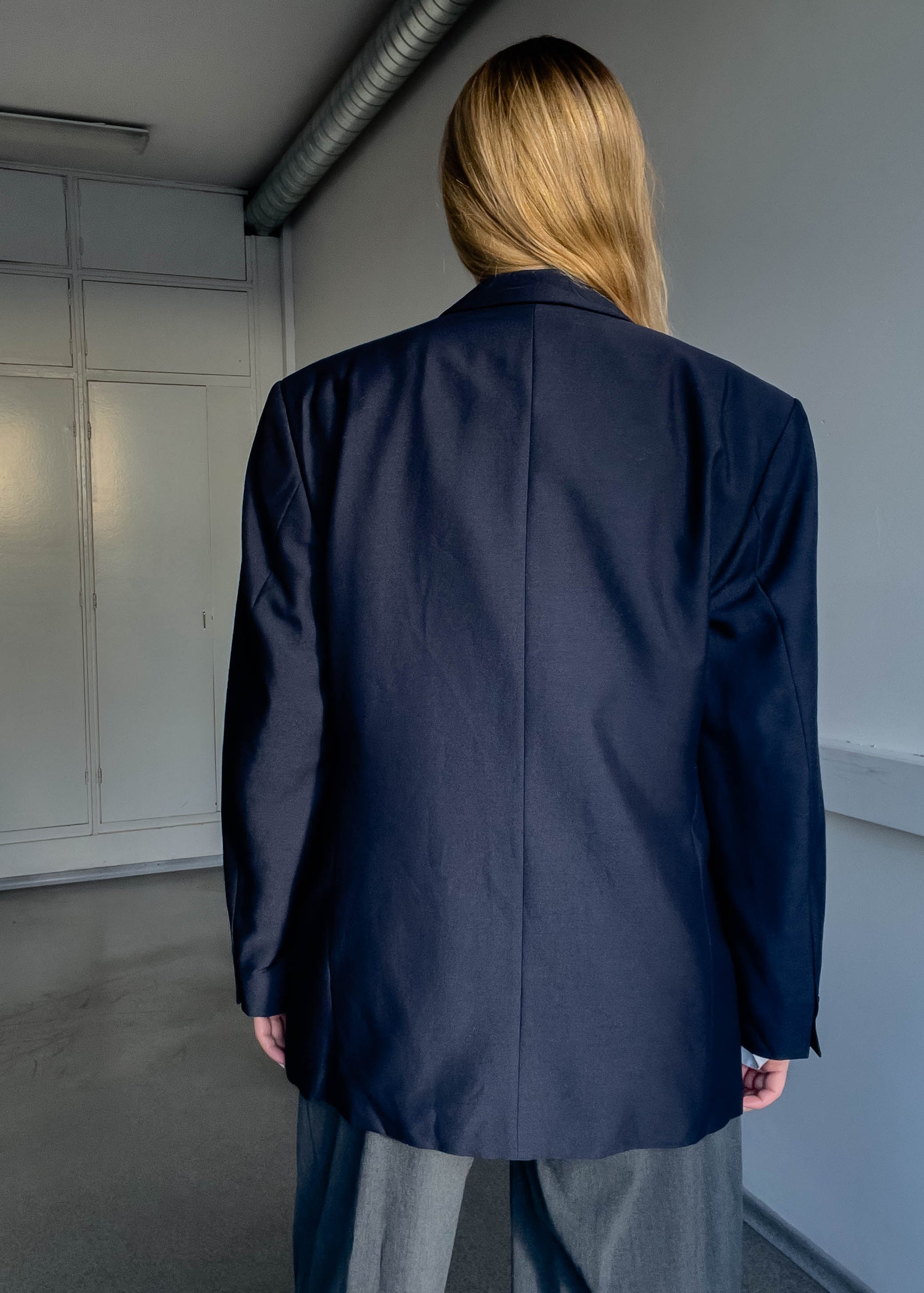 Vintage Blue Oversized Double Breasted Blazer