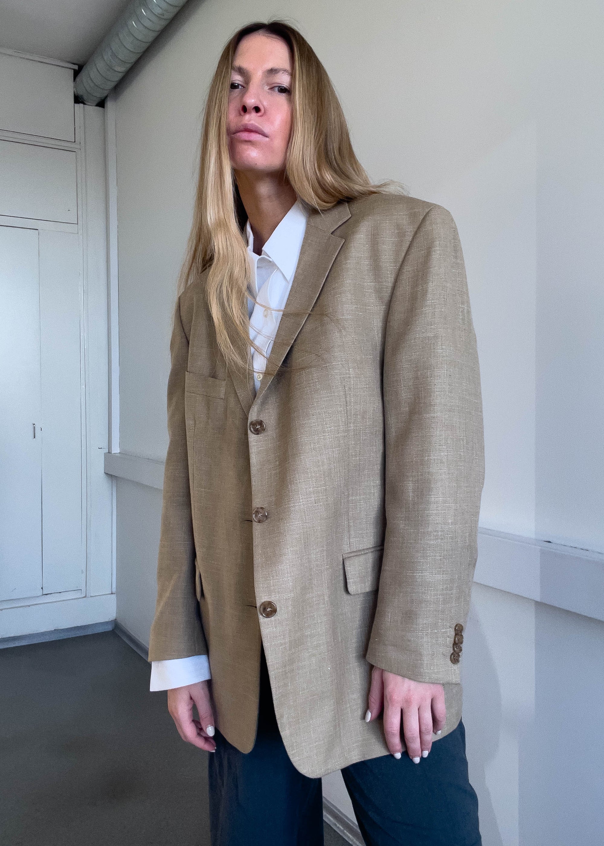 Vintage Beige Oversized Blazer