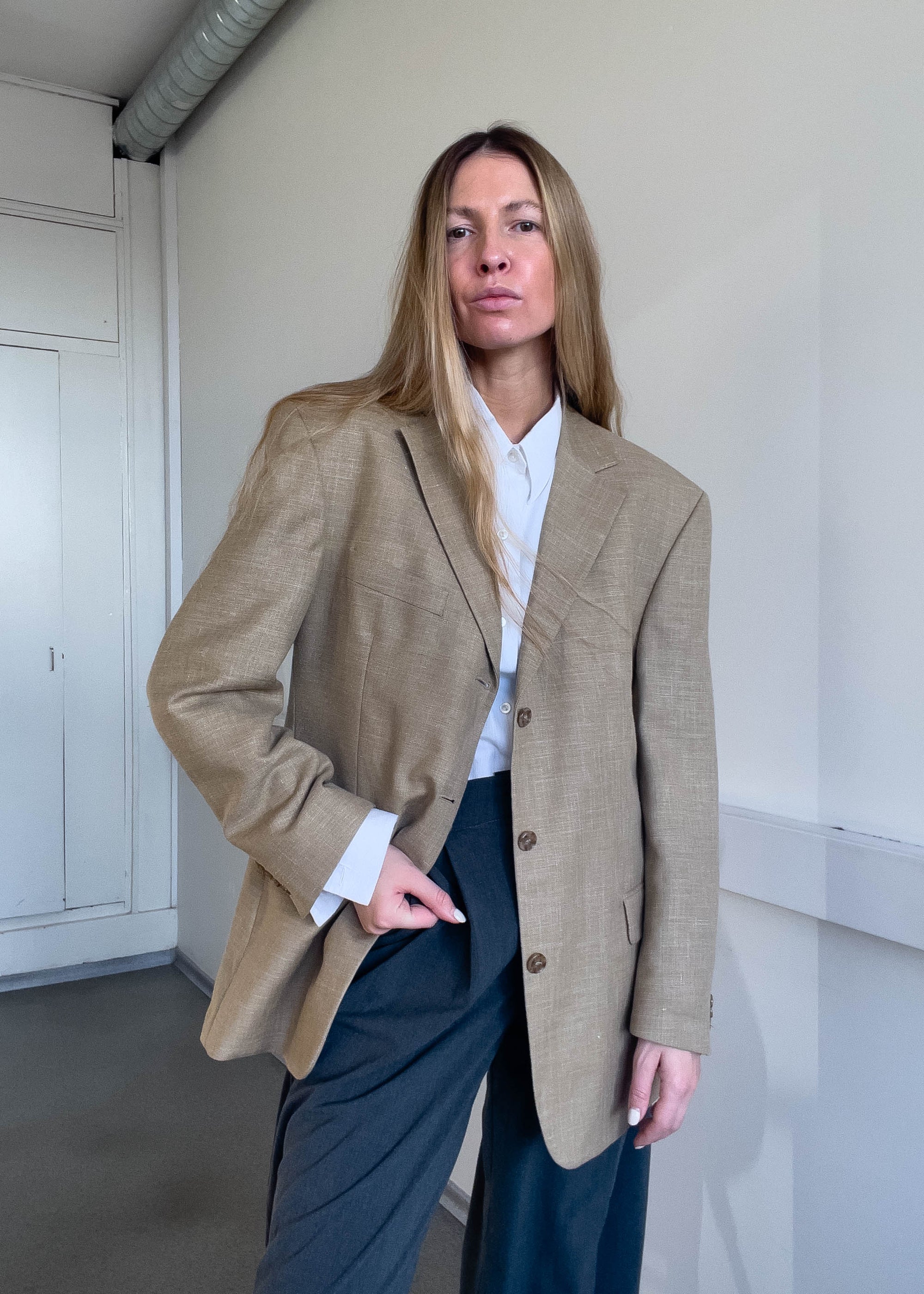 Vintage Beige Oversized Blazer