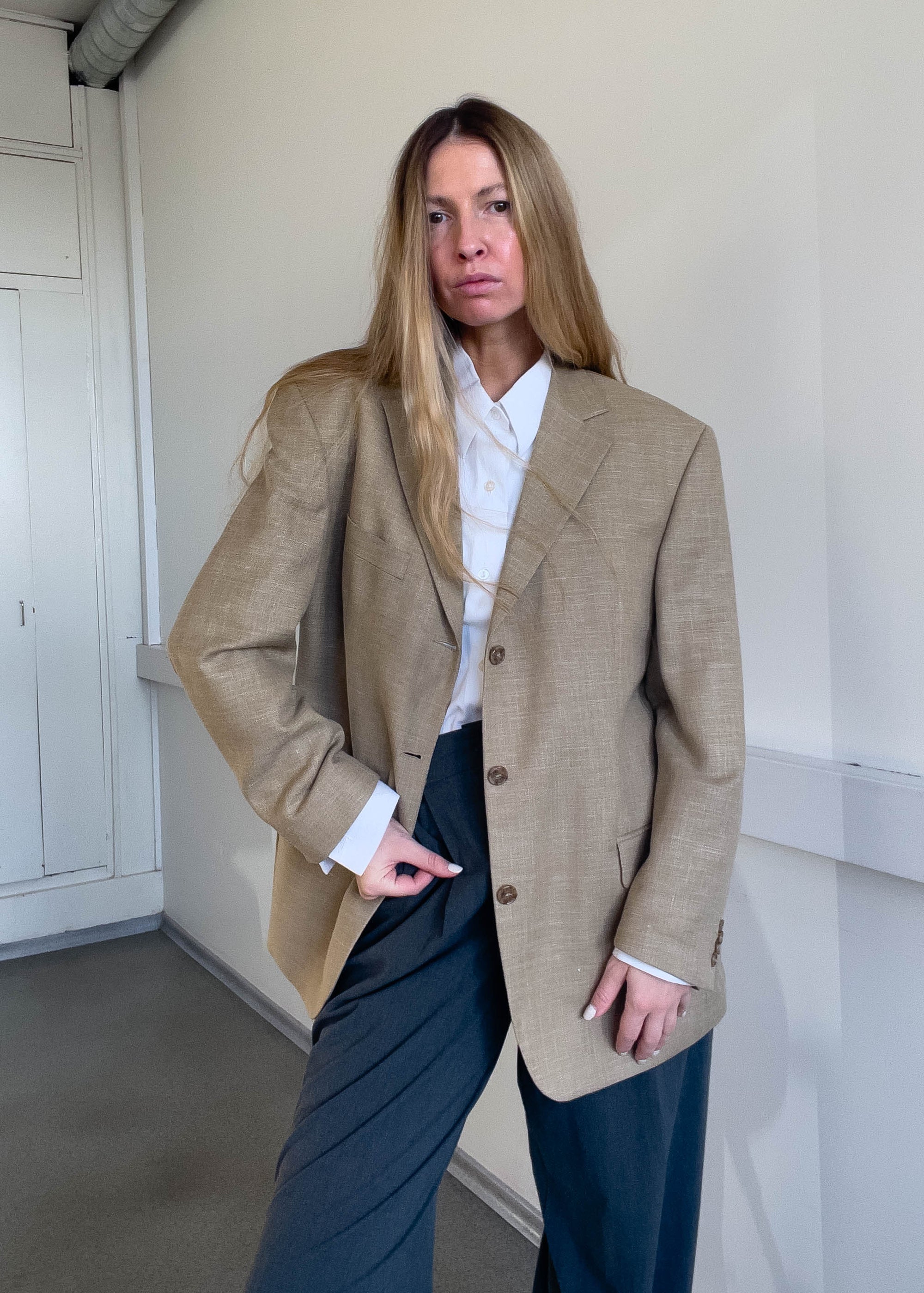 Vintage Beige Oversized Blazer