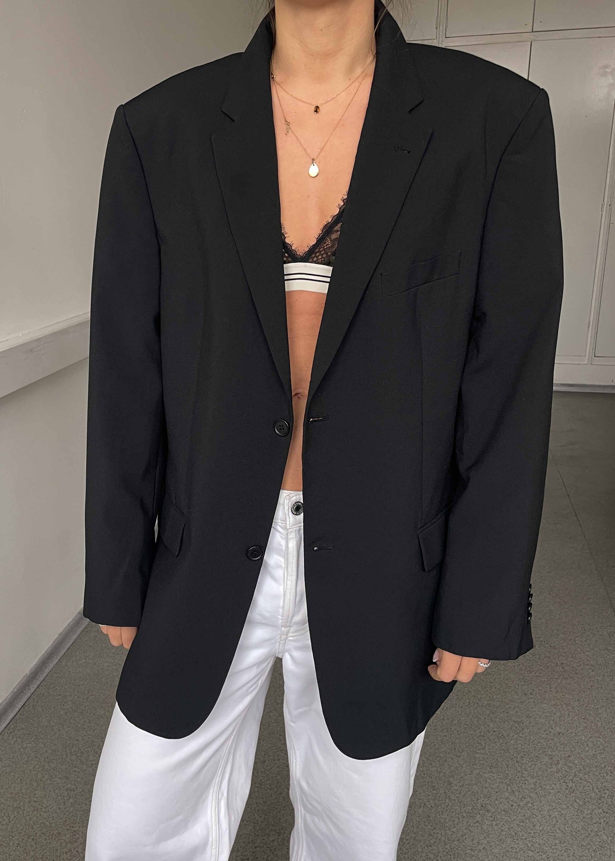 Vintage Classic Black Oversized Blazer