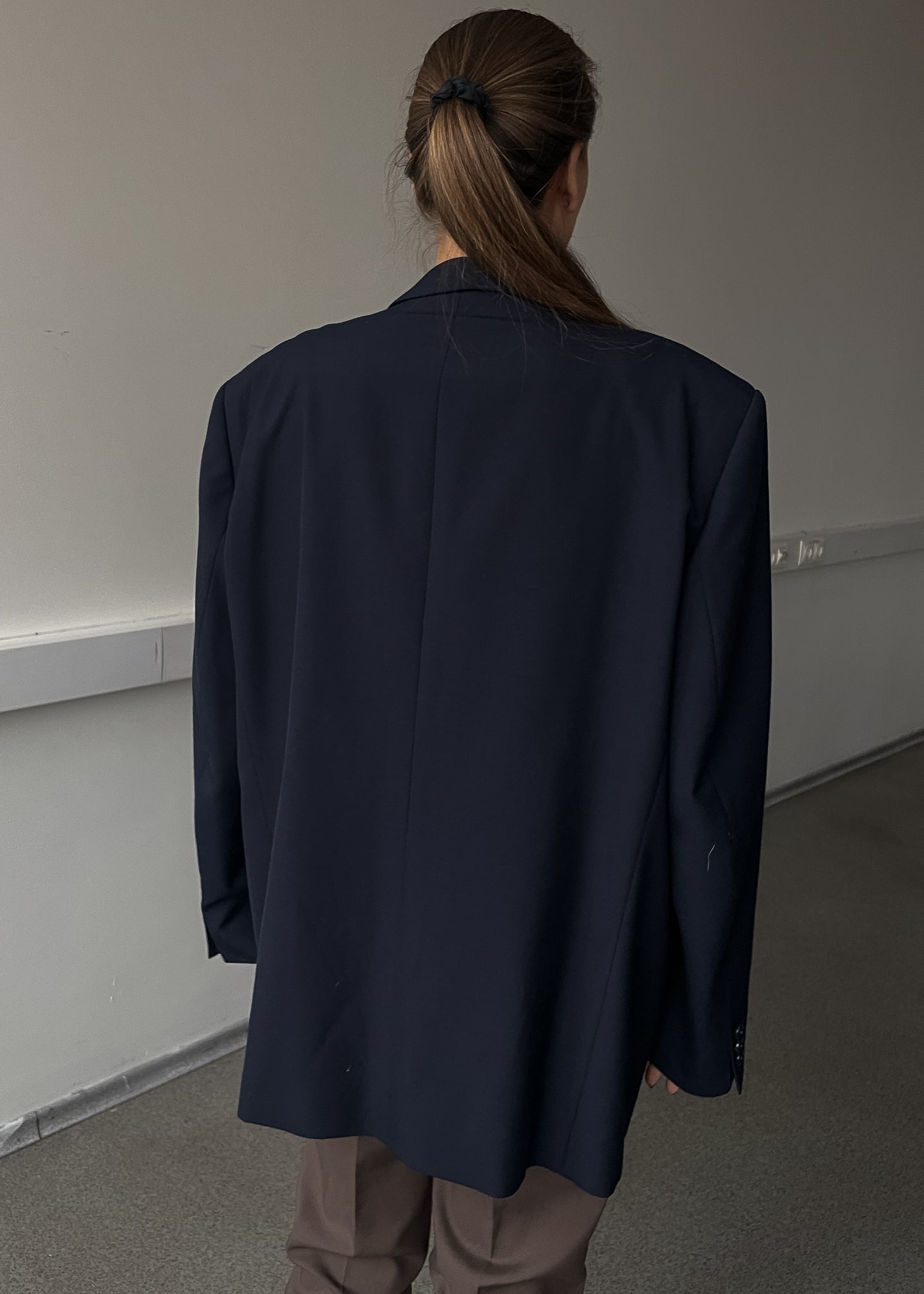 Vintage Navy Blue Oversized Blazer