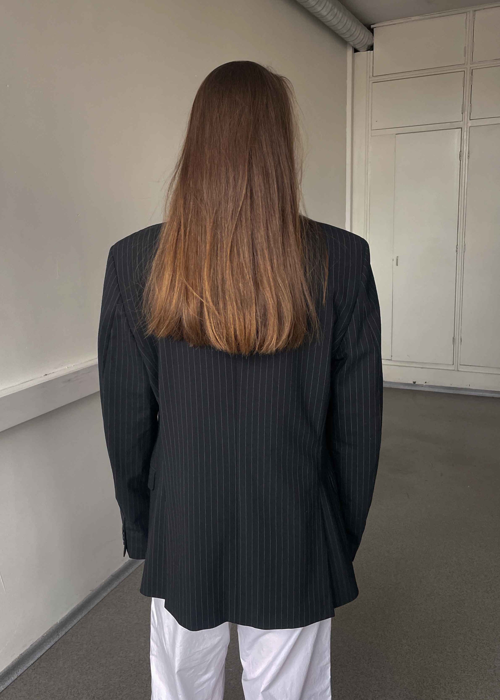 Vintage Black Striped Oversized Blazer