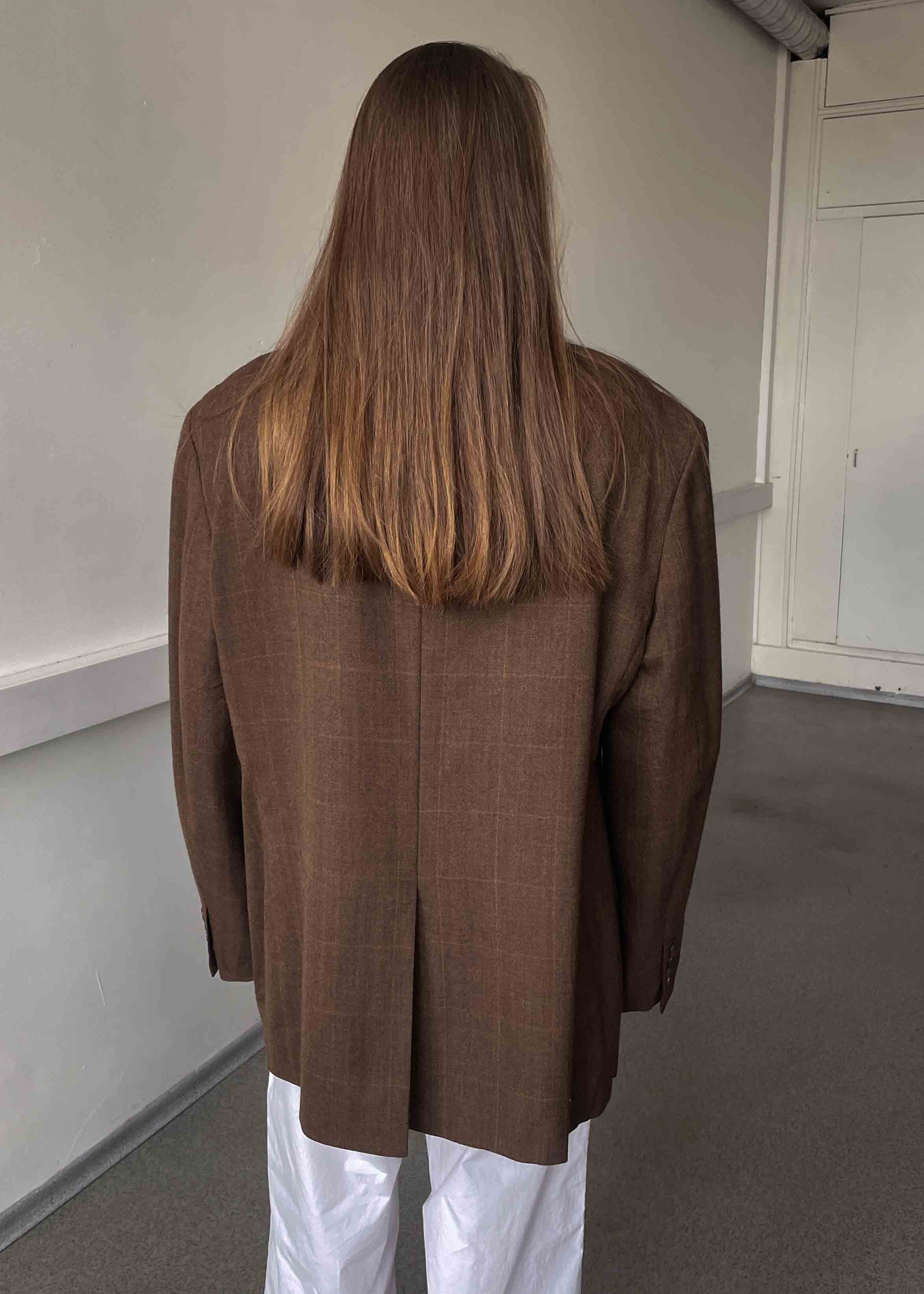 Vintage Brown Check Patterned Oversized Blazer by NAUTICA