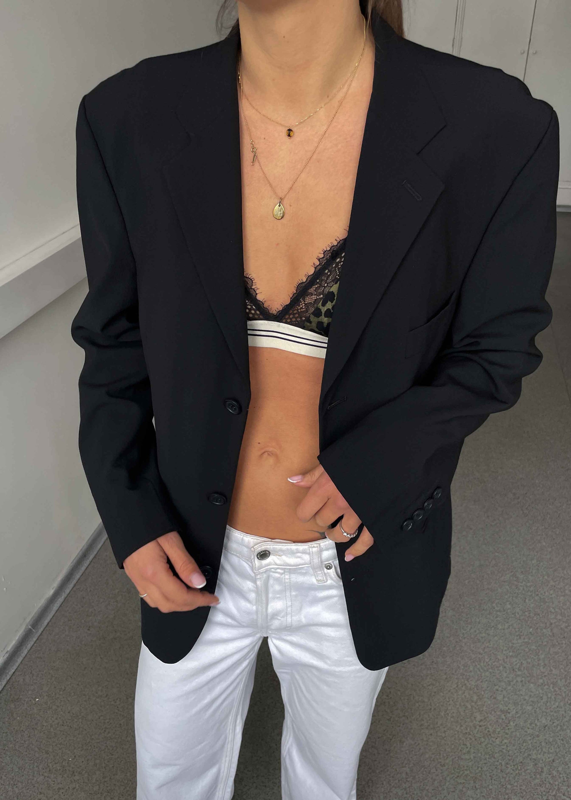 Vintage Black Oversized Blazer by BATISTINI