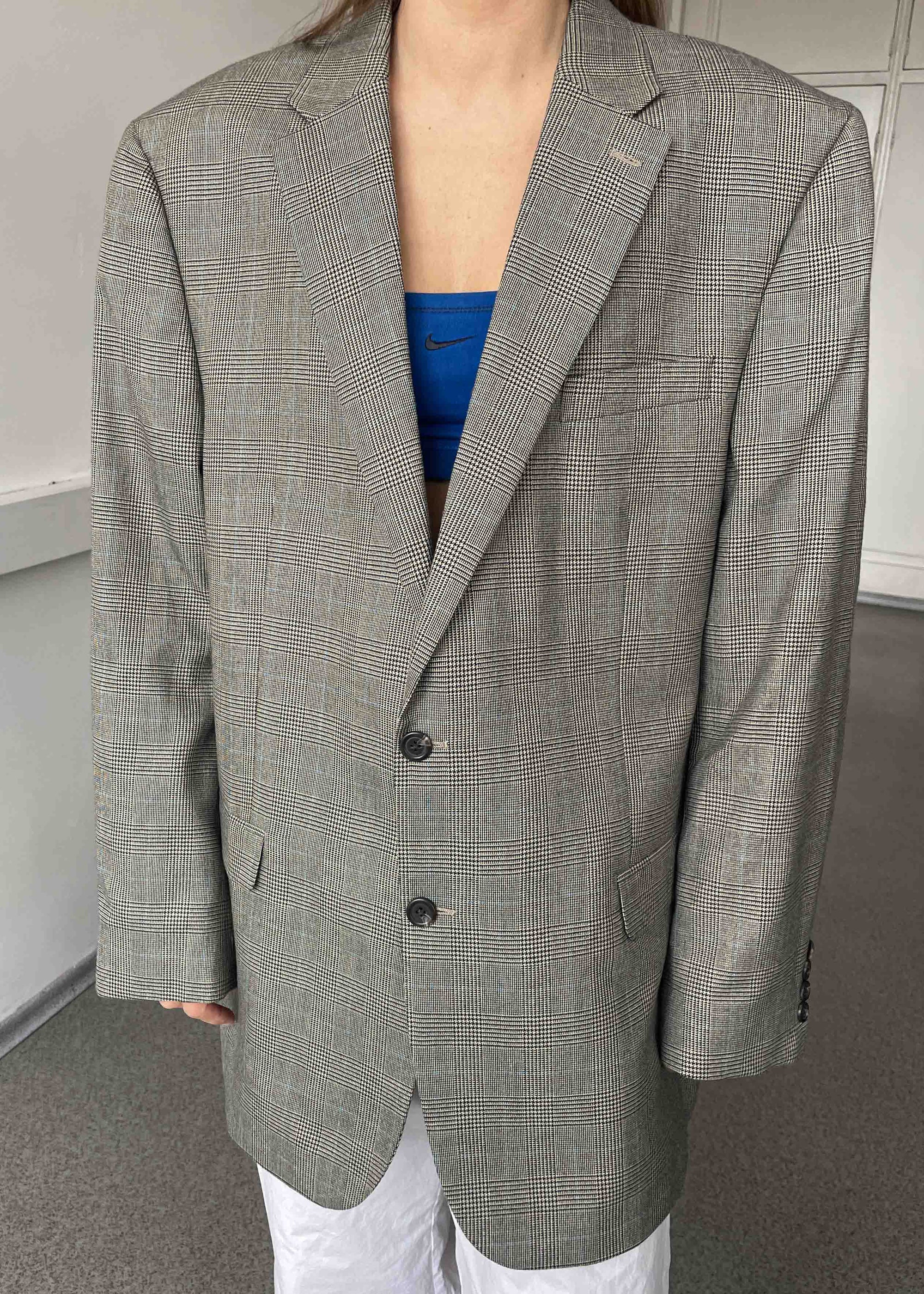 Vintage Grey Checked Oversized Blazer by RALPH LAUREN