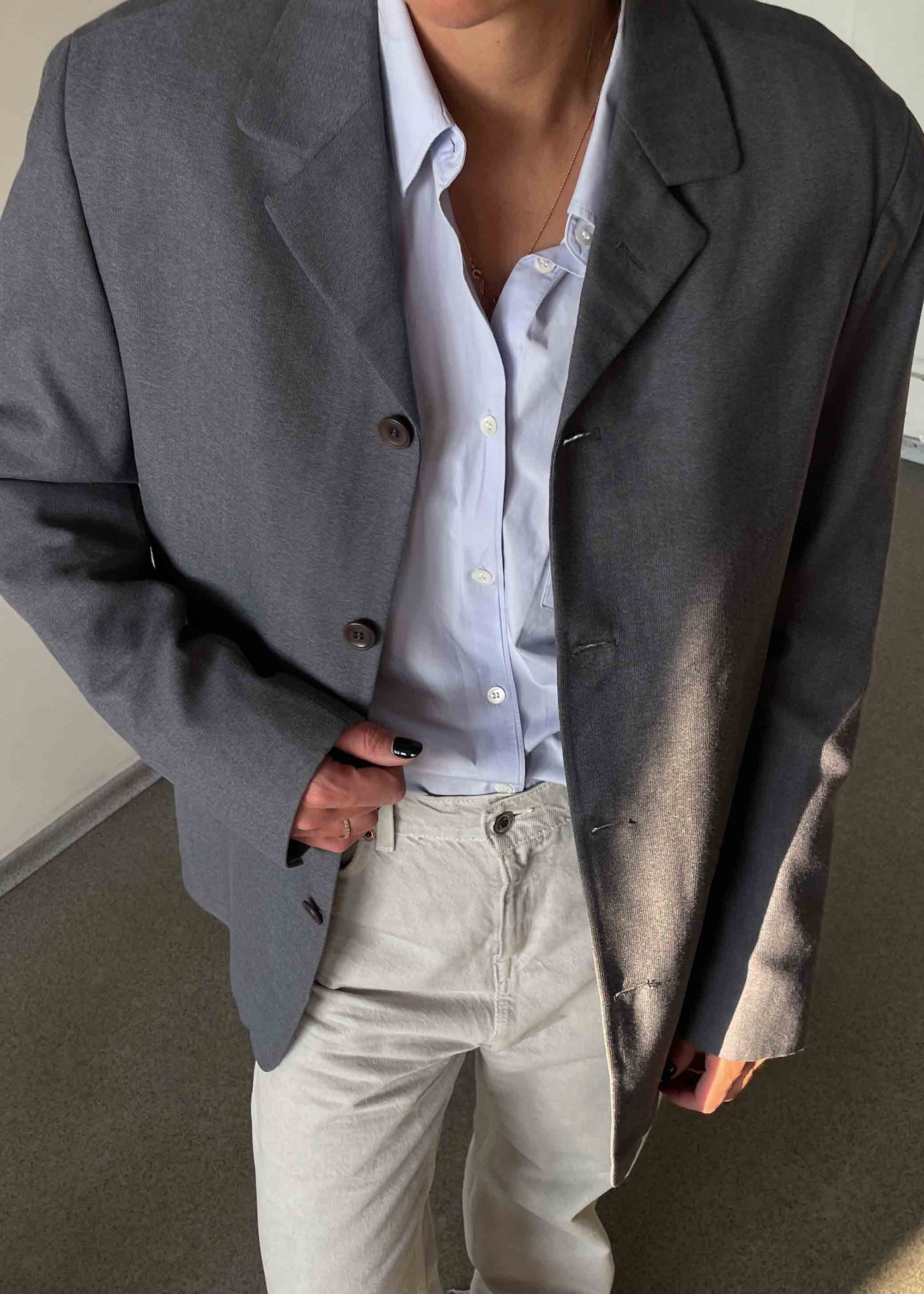 Vintage Grey Light Weight Buttoned Blazer