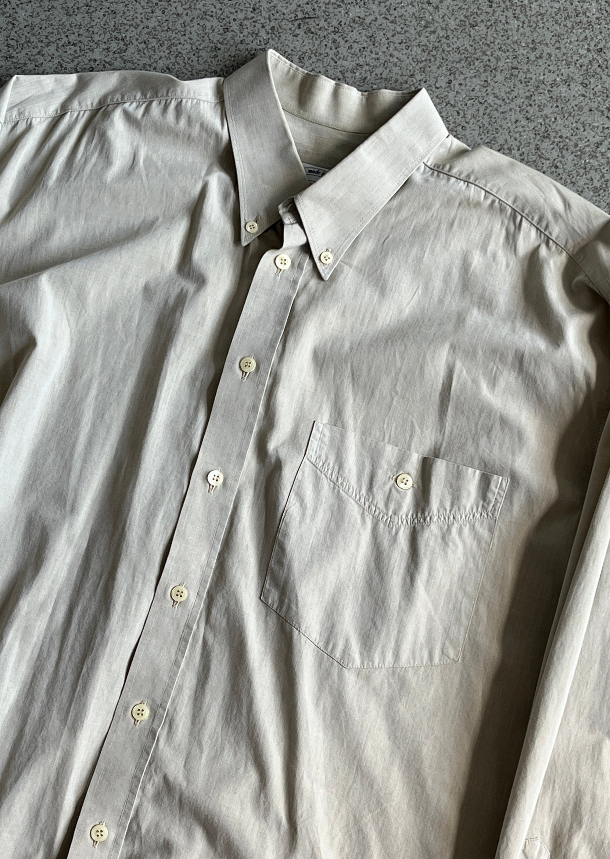 Vintage Beige Oversized Cotton Shirt