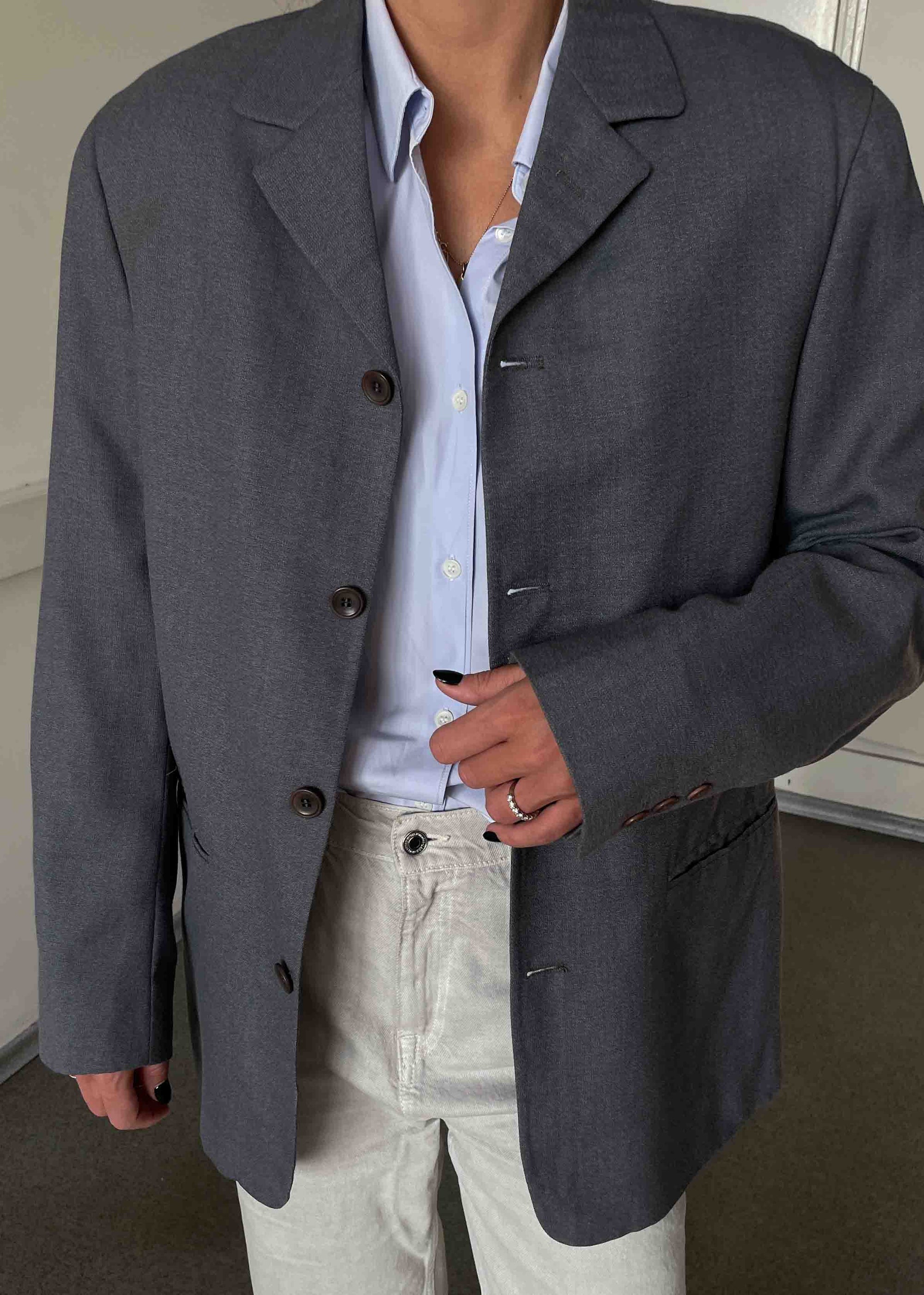 Vintage Grey Light Weight Buttoned Blazer
