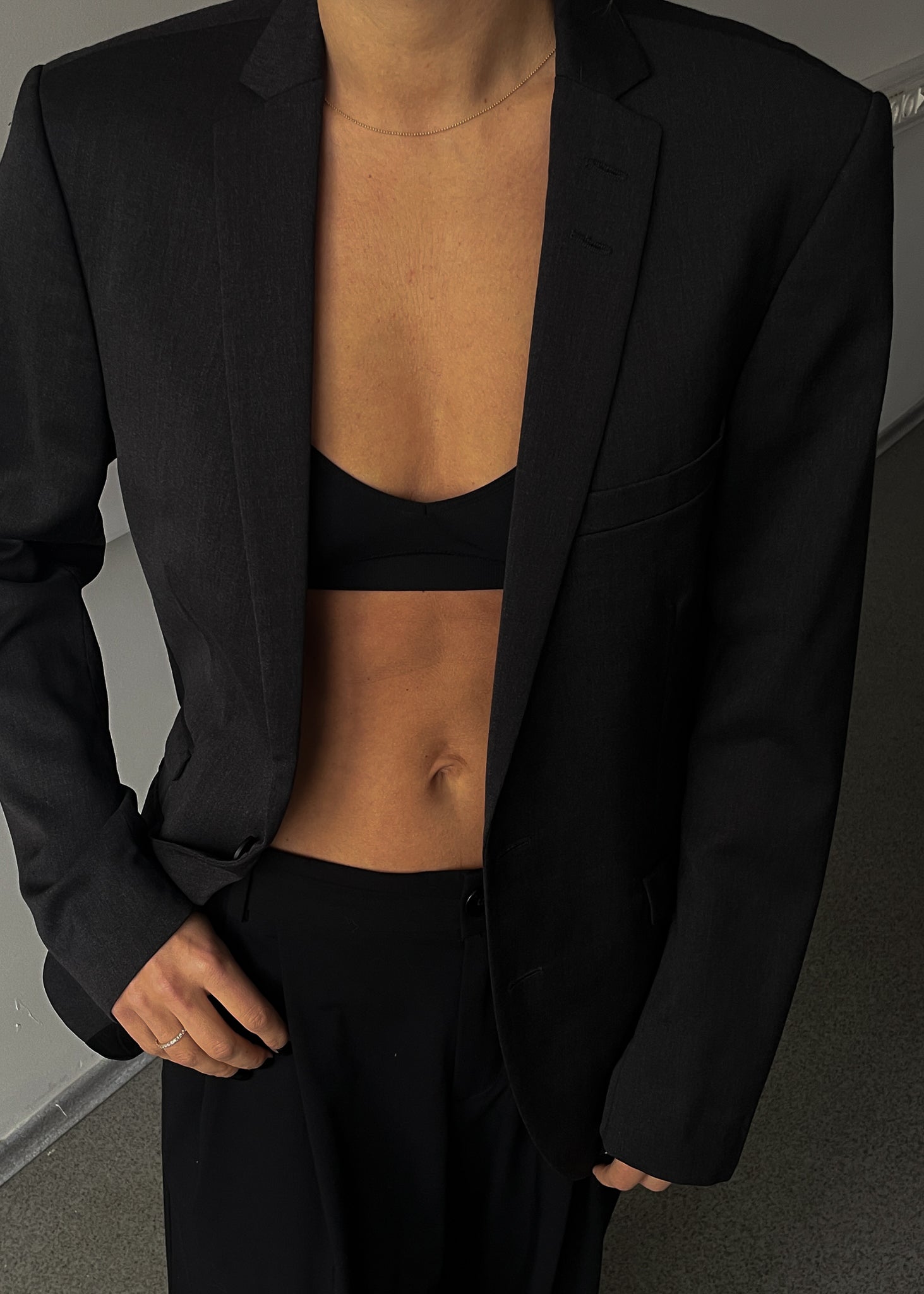 Vintage Dark Grey Smaller Fit Oversized 100% WOOL Blazer