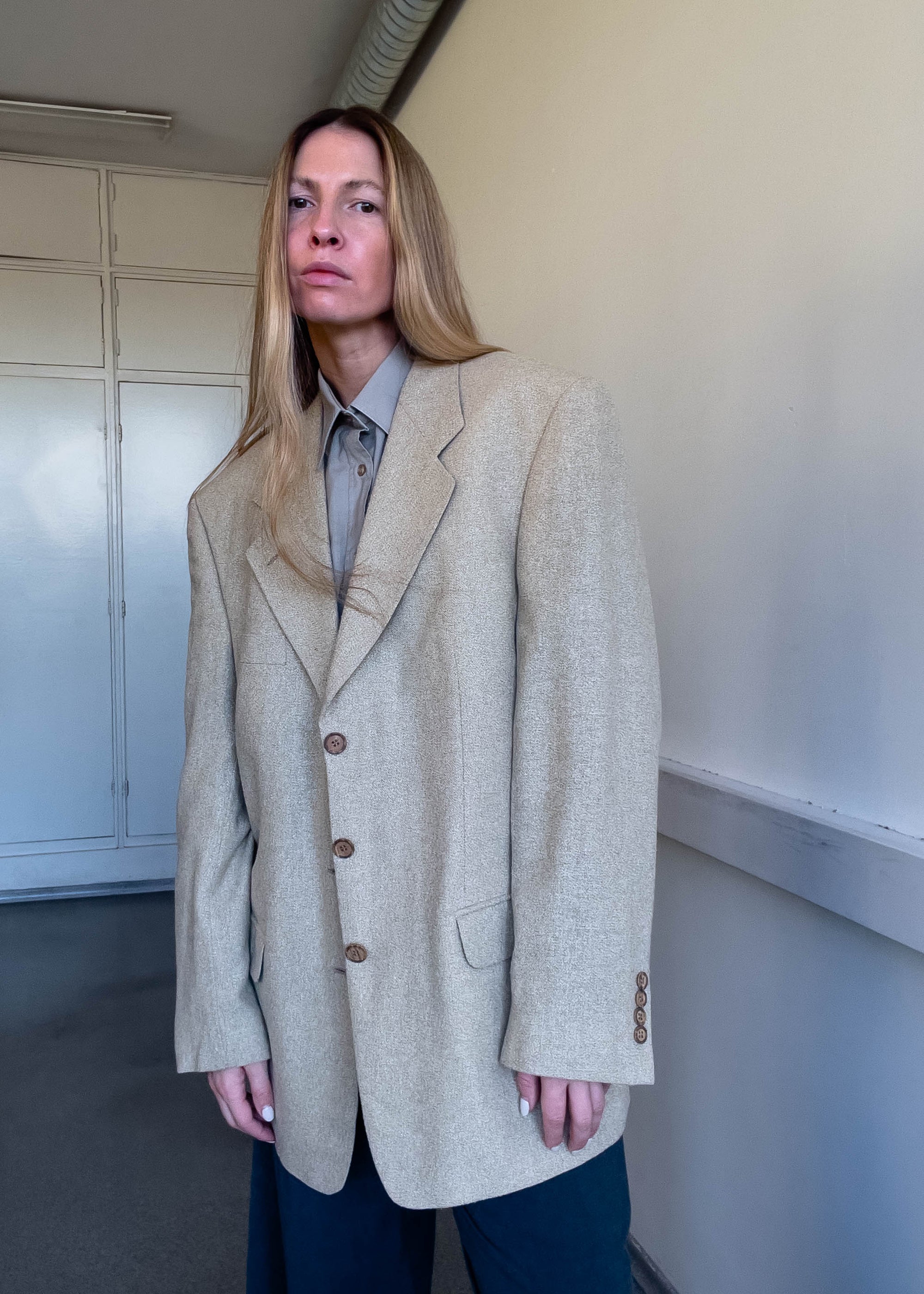 Vintage Beige Oversized Blazer