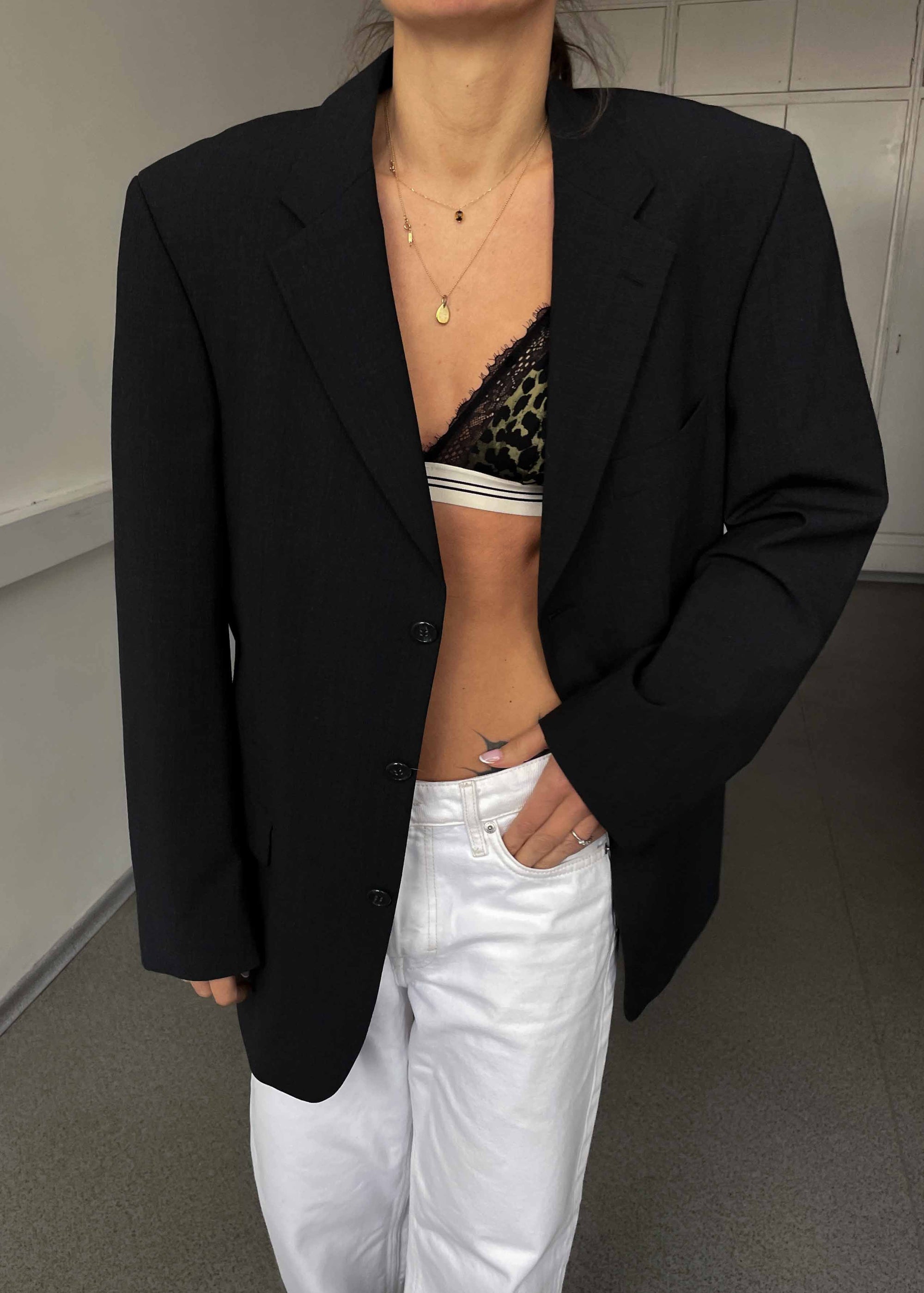 Vintage Dark Grey Oversized Blazer