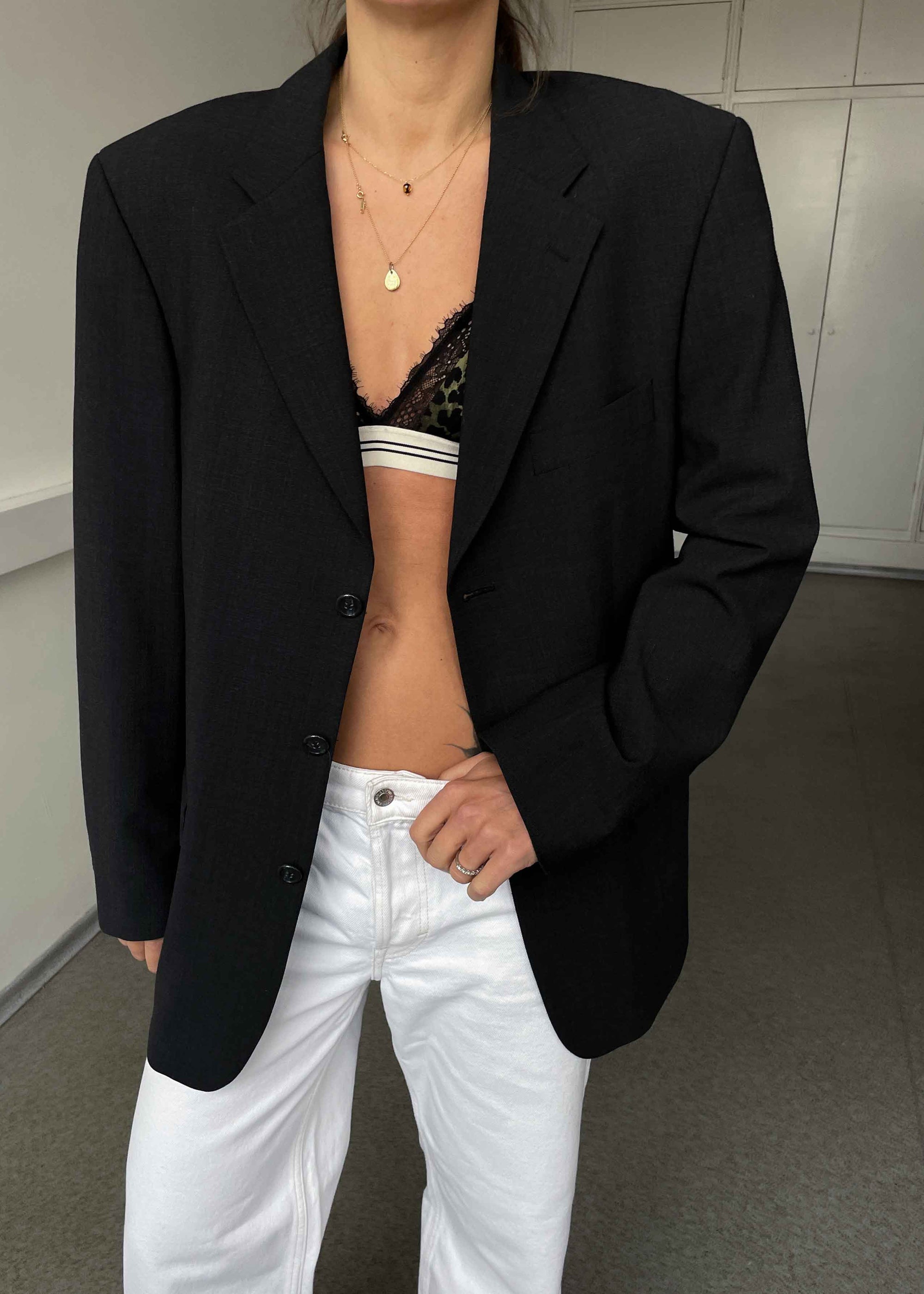 Vintage Dark Grey Oversized Blazer