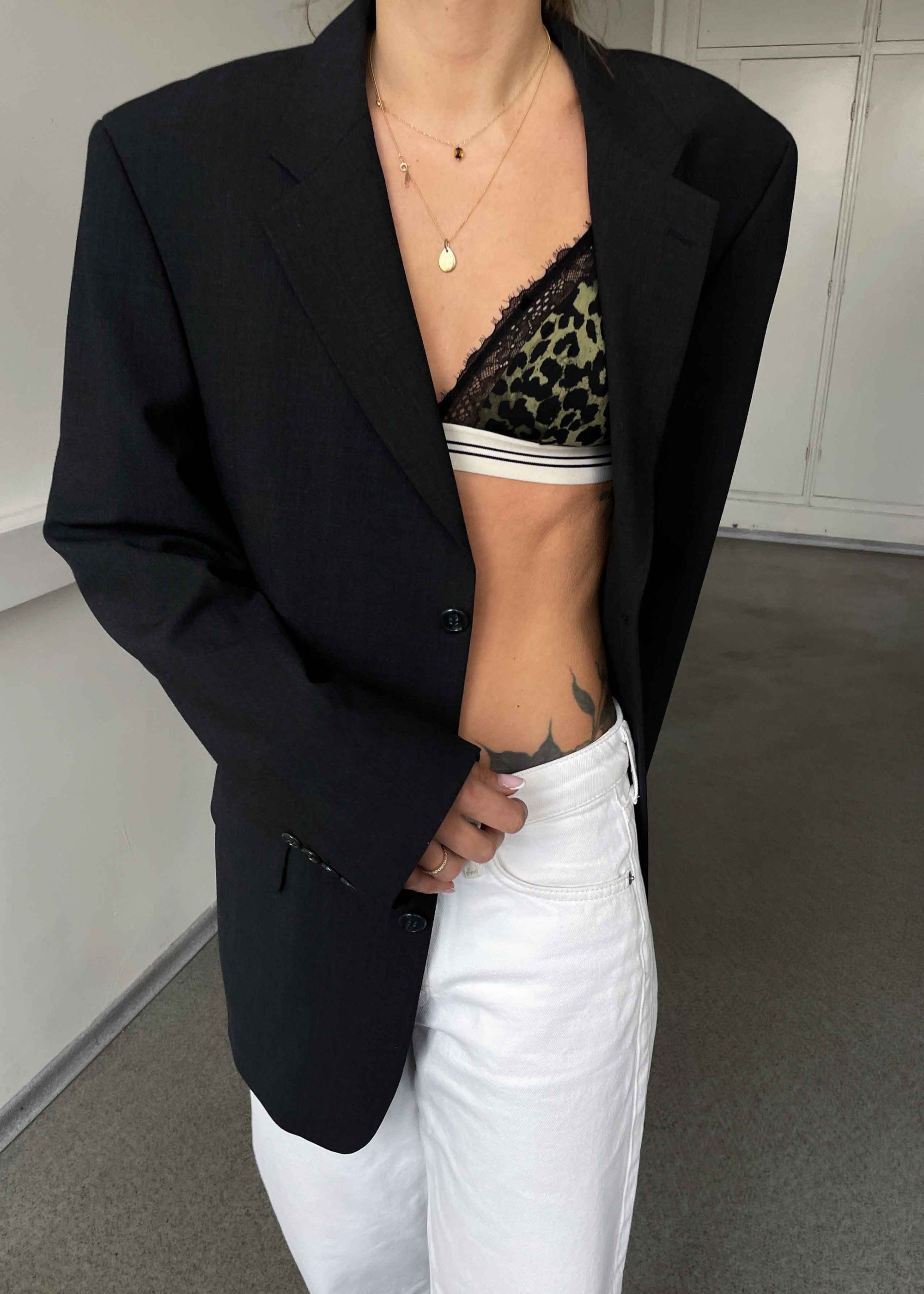 Vintage Dark Grey Oversized Blazer