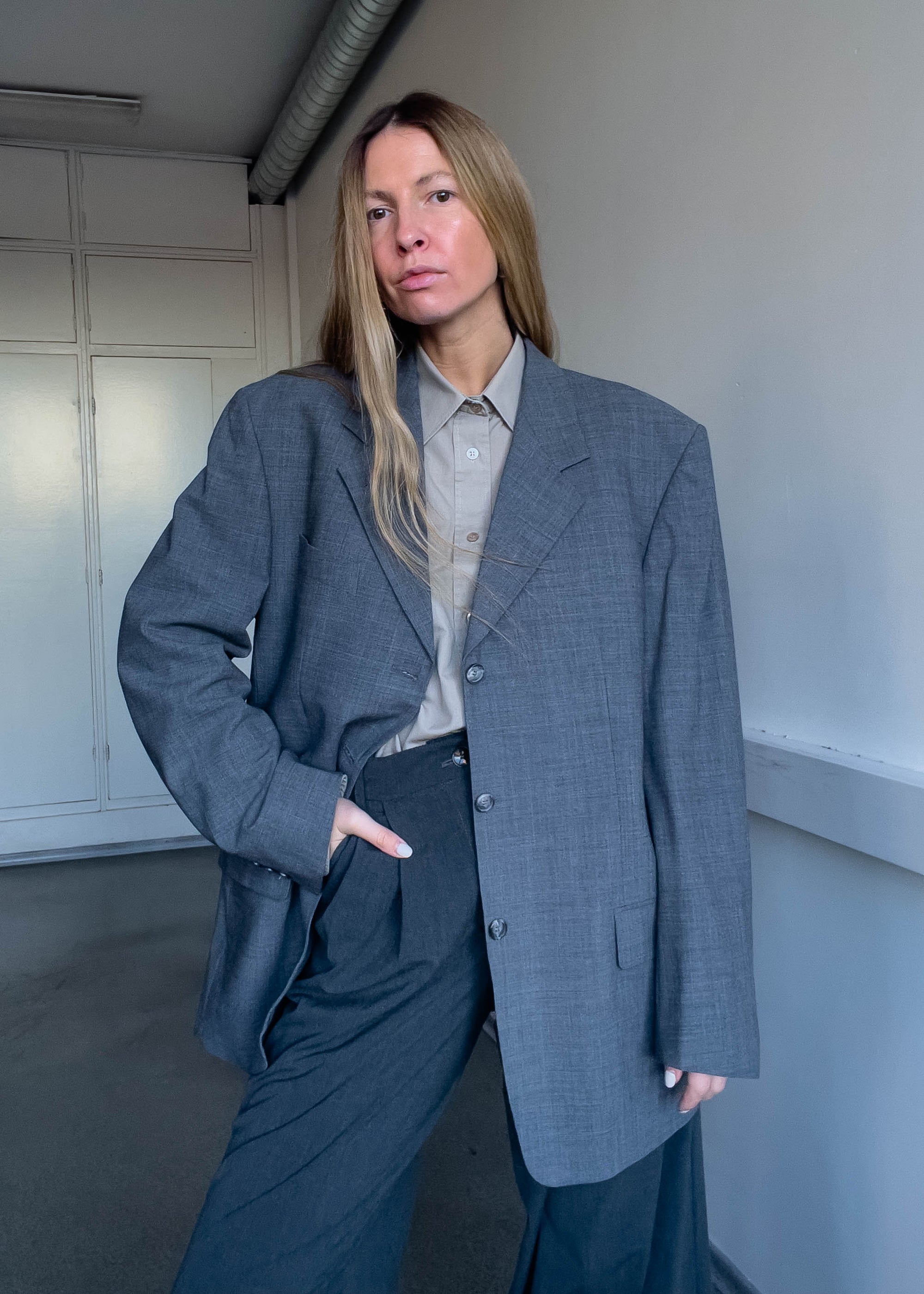 Vintage Grey Oversized Blazer
