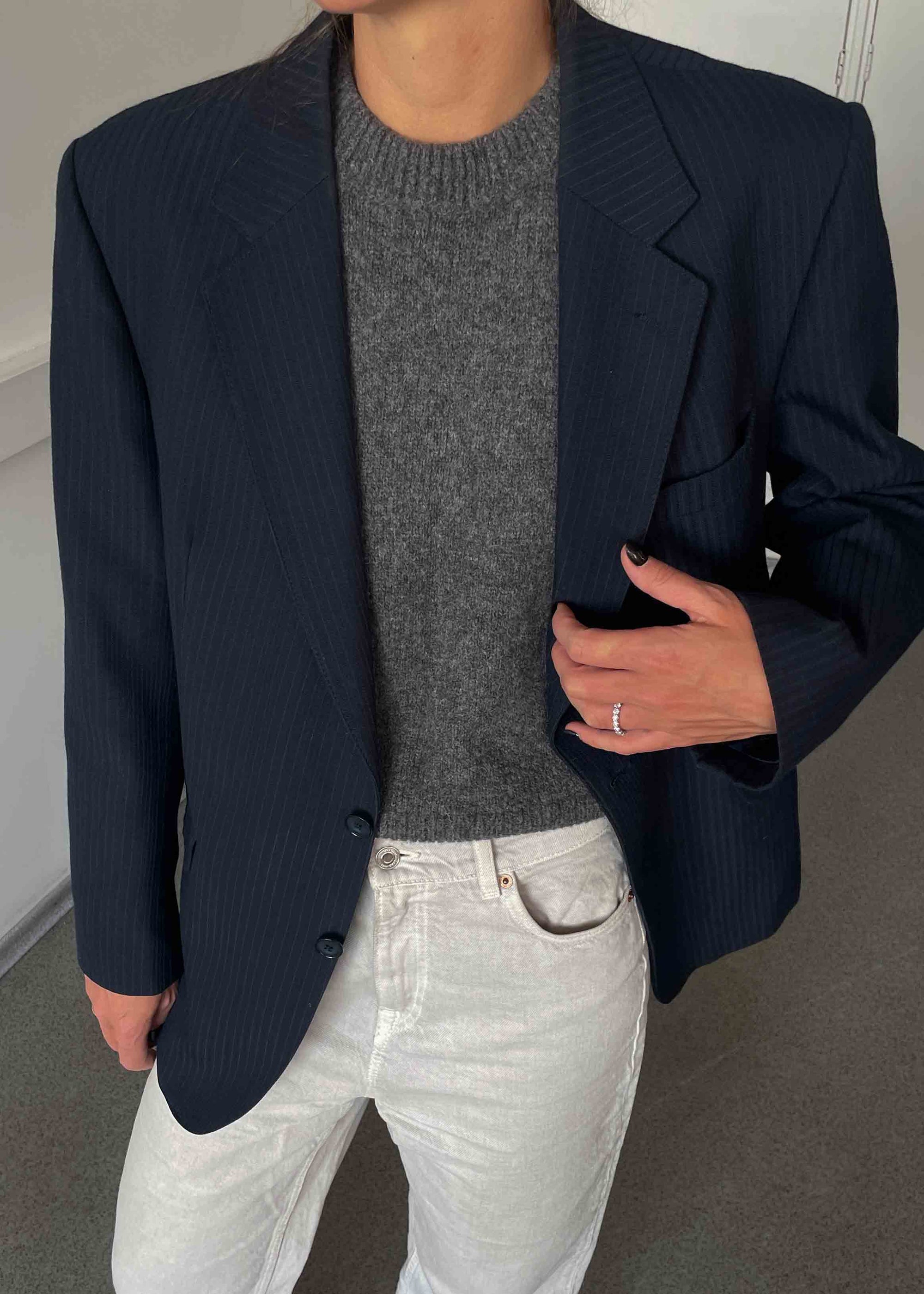 Vintage Navy Blue Stripped Smaller Fit Blazer