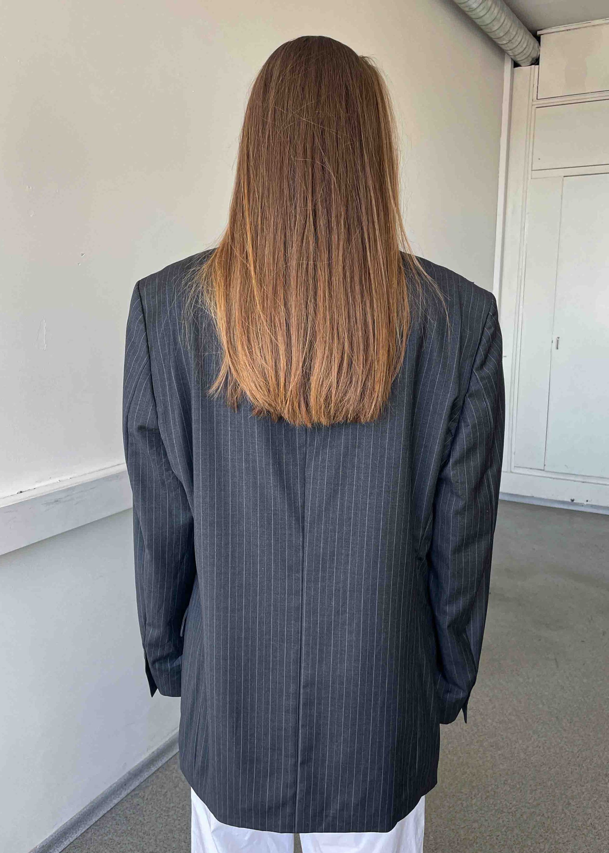 Vintage Grey Striped Oversized Blazer by NAUTICA