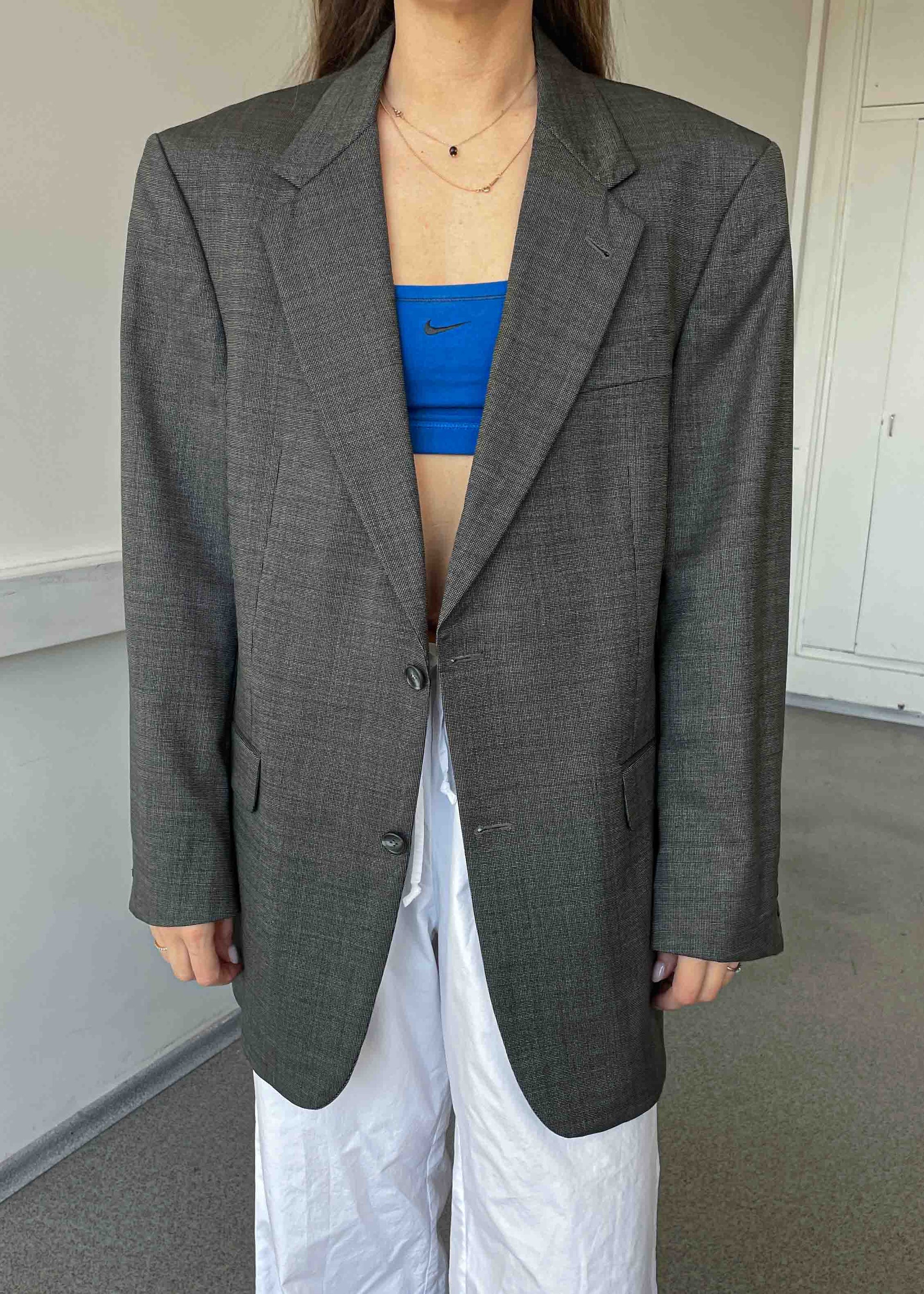 Vintage Grey with Green Shade Oversized Blazer by BURBERRY