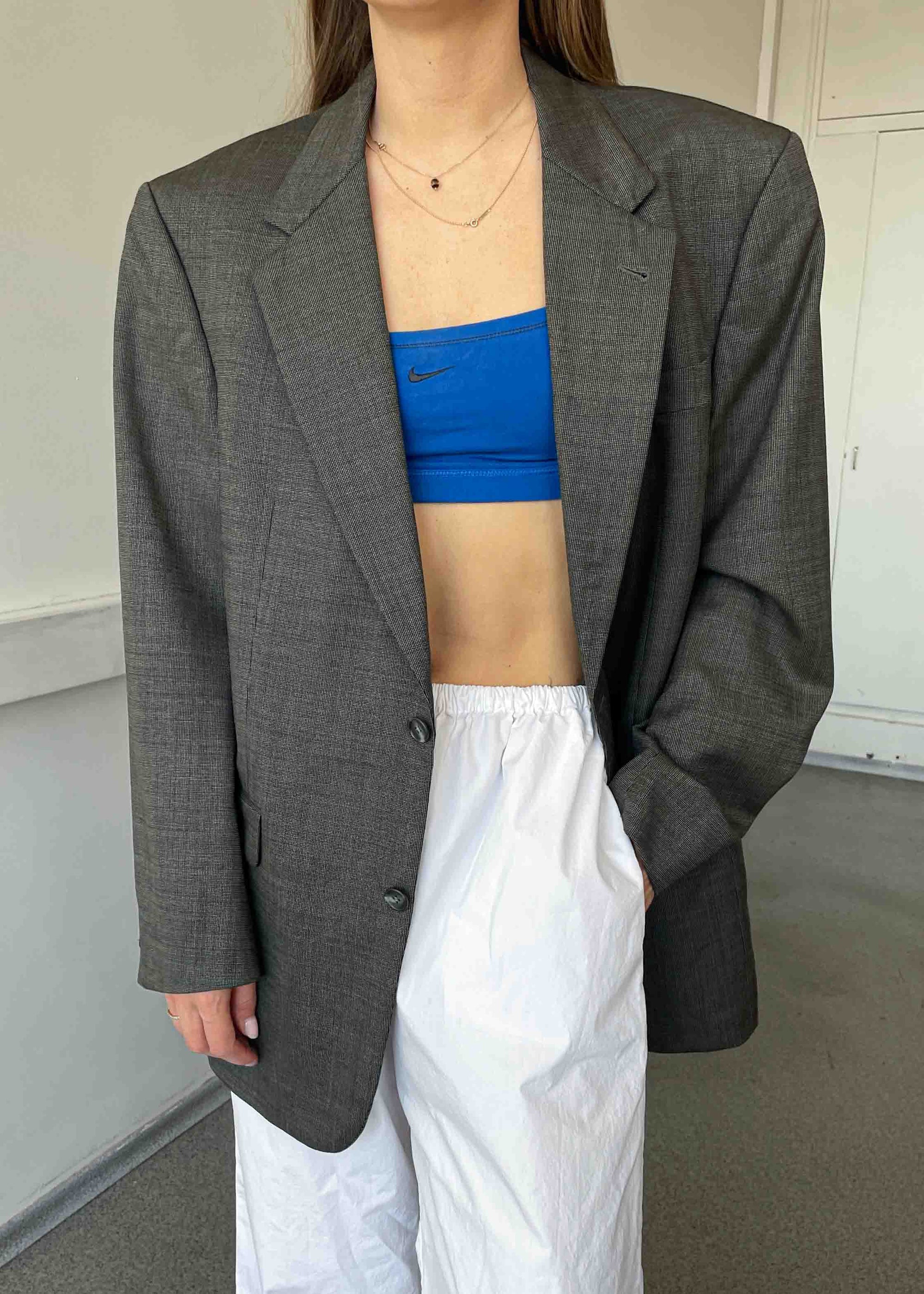Vintage Grey with Green Shade Oversized Blazer by BURBERRY