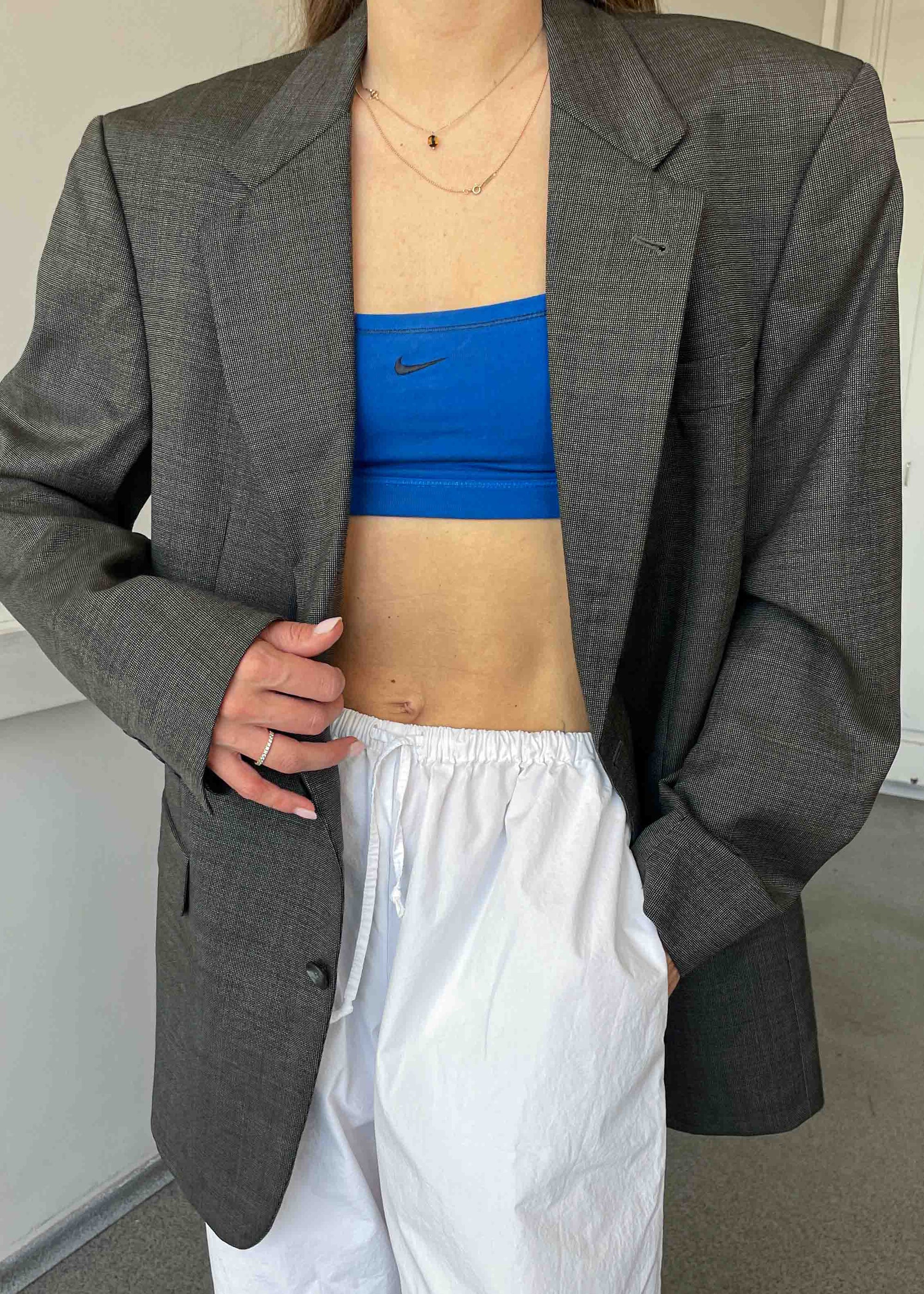 Vintage Grey with Green Shade Oversized Blazer by BURBERRY