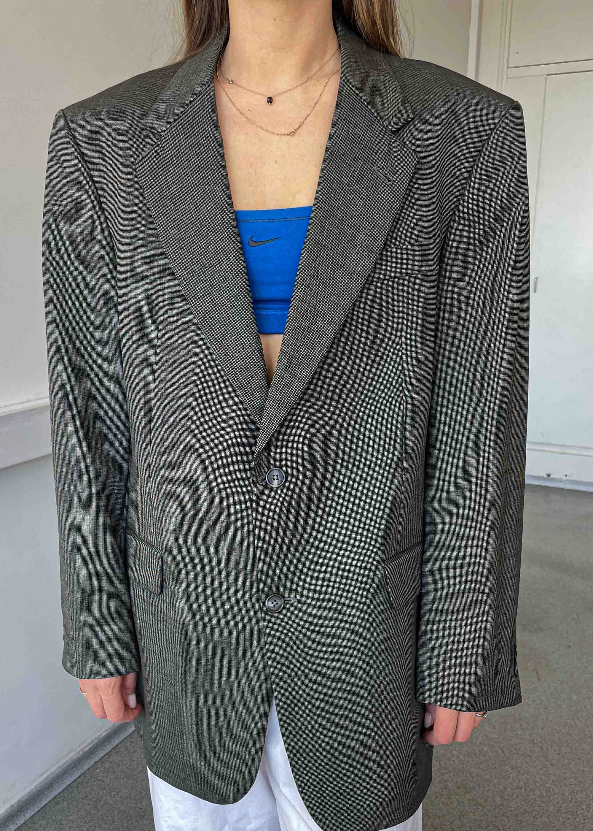 Vintage Grey with Green Shade Oversized Blazer by BURBERRY