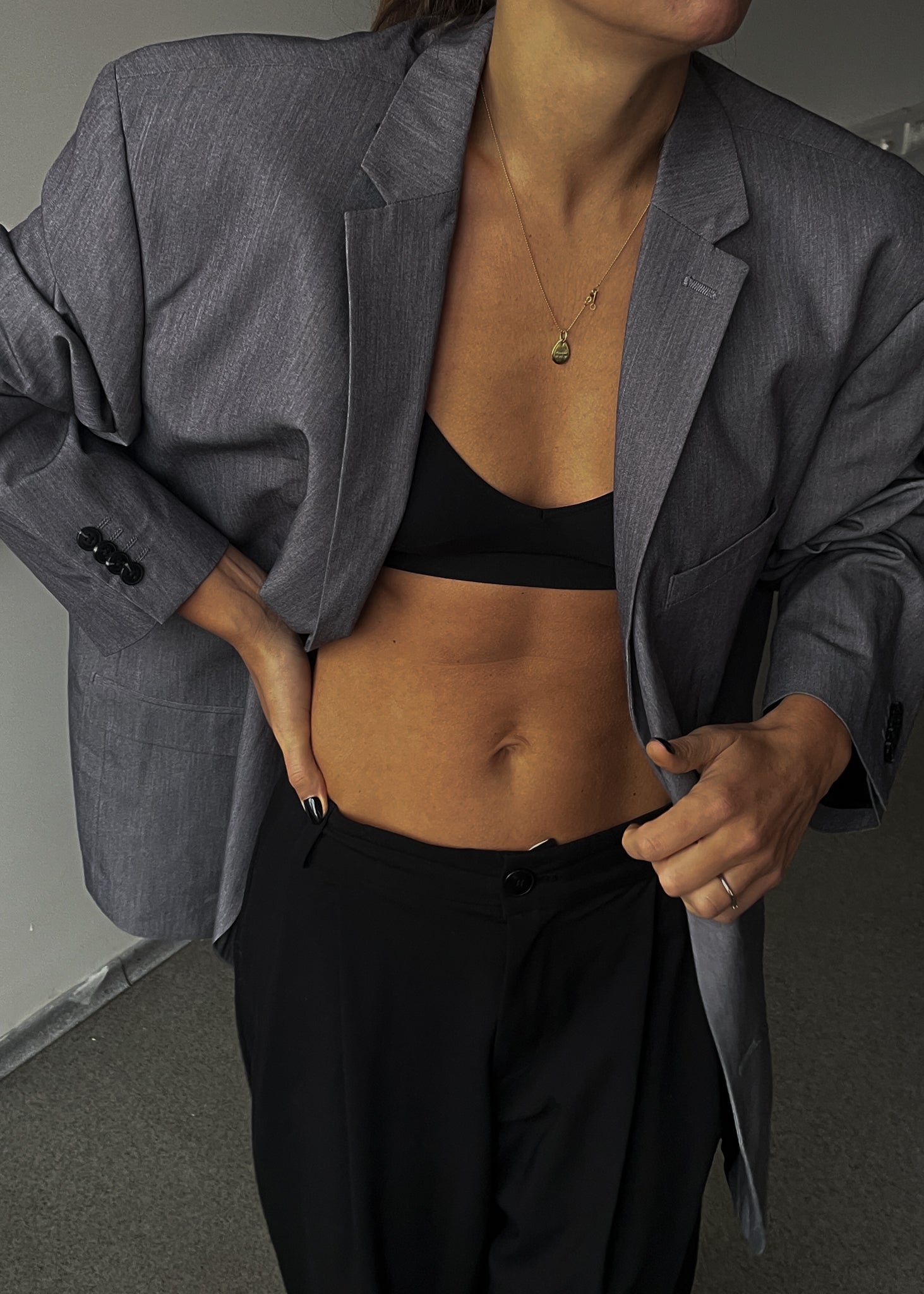 Vintage Light Grey Oversized Blazer