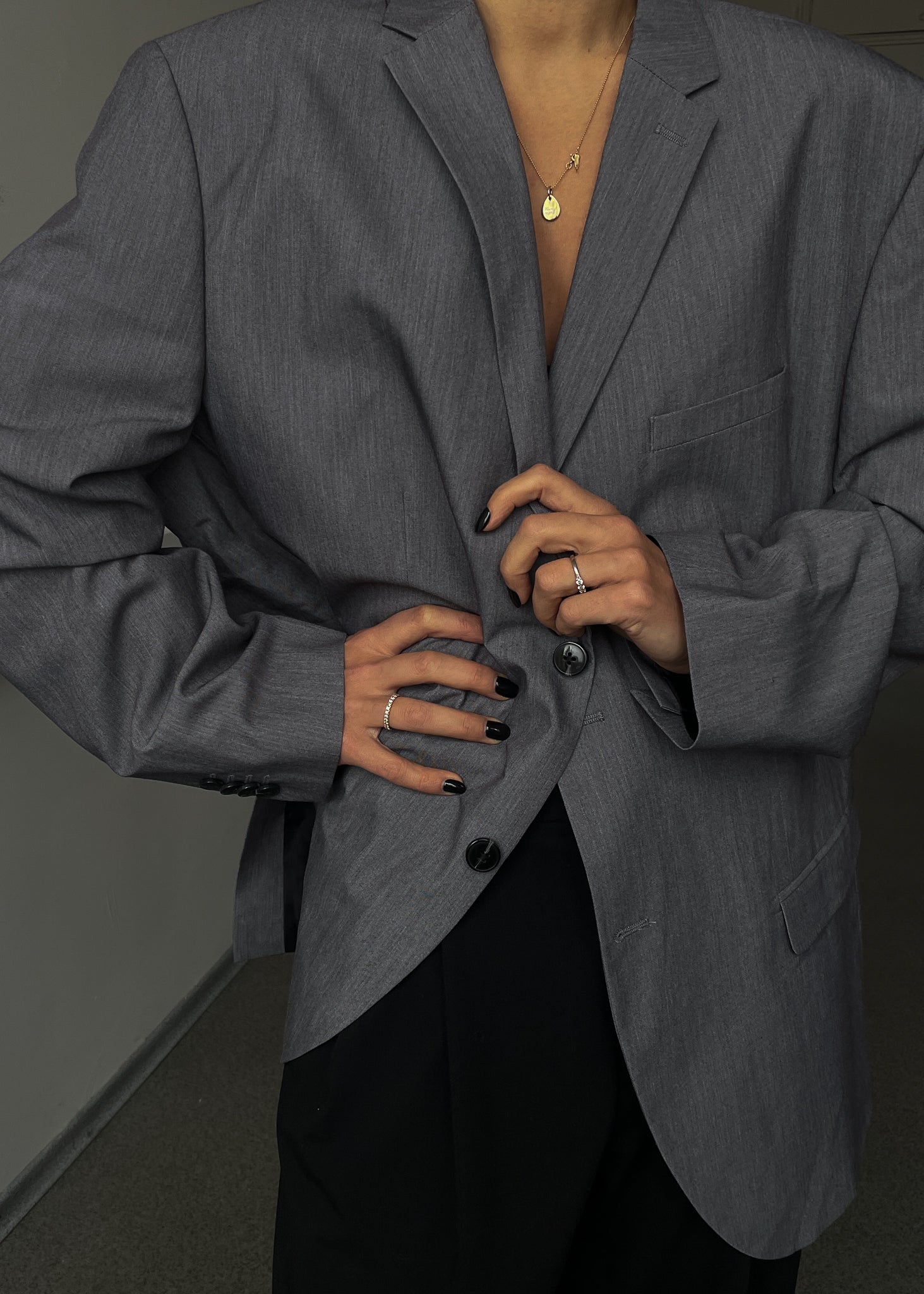 Vintage Light Grey Oversized Blazer